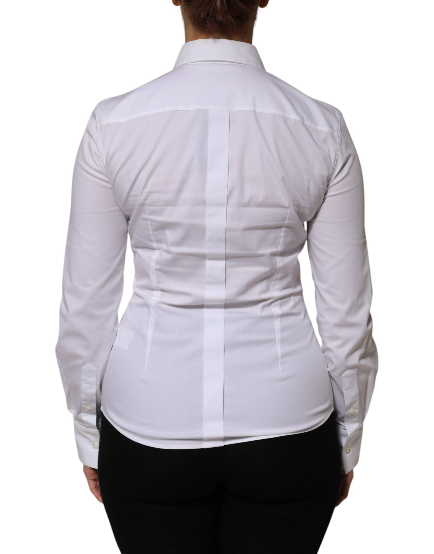 Dolce & Gabbana White Cotton Collared Long Sleeves Shirt Top | Regal Royce