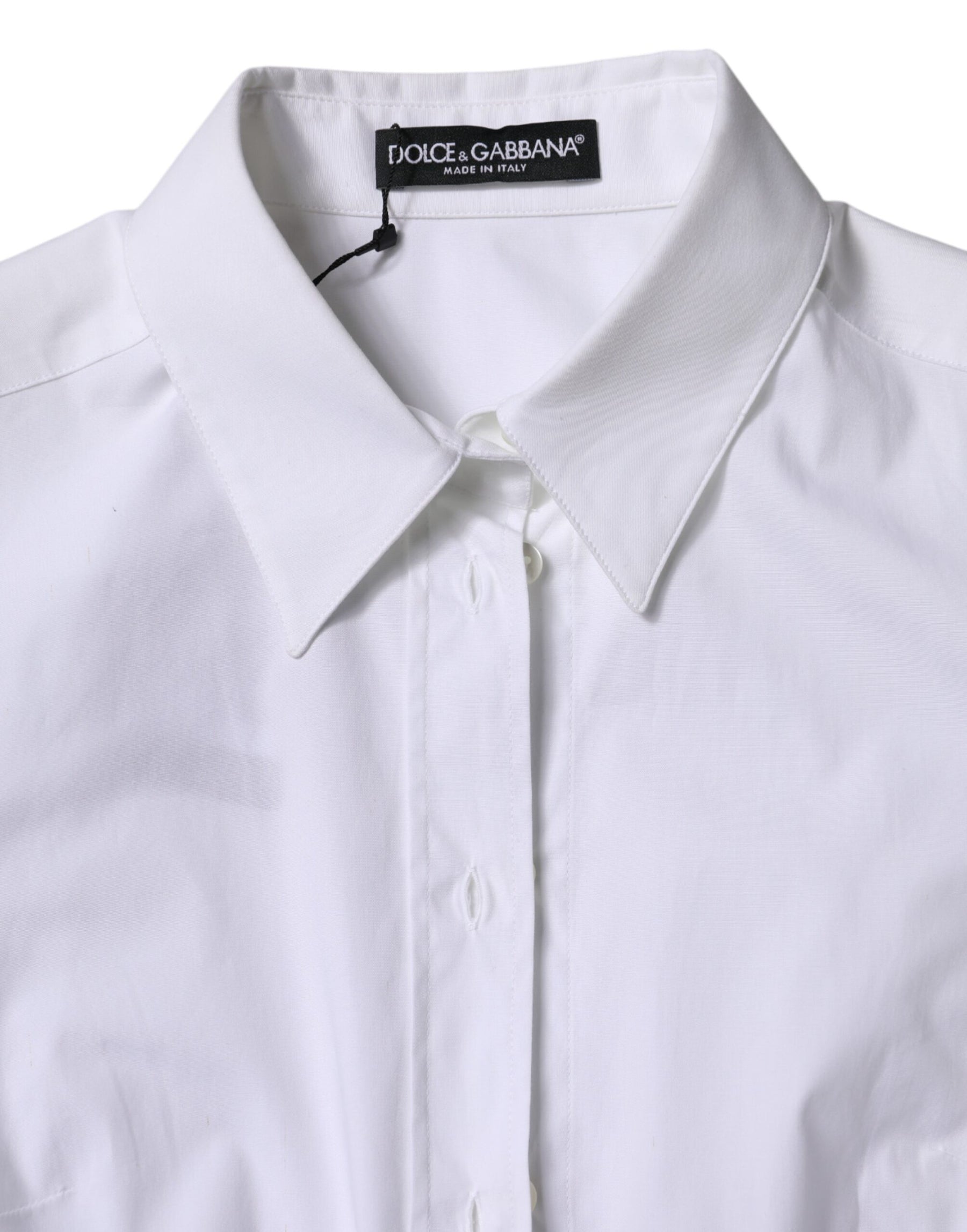 Dolce & Gabbana White Cotton Collared Long Sleeves Shirt Top | Regal Royce