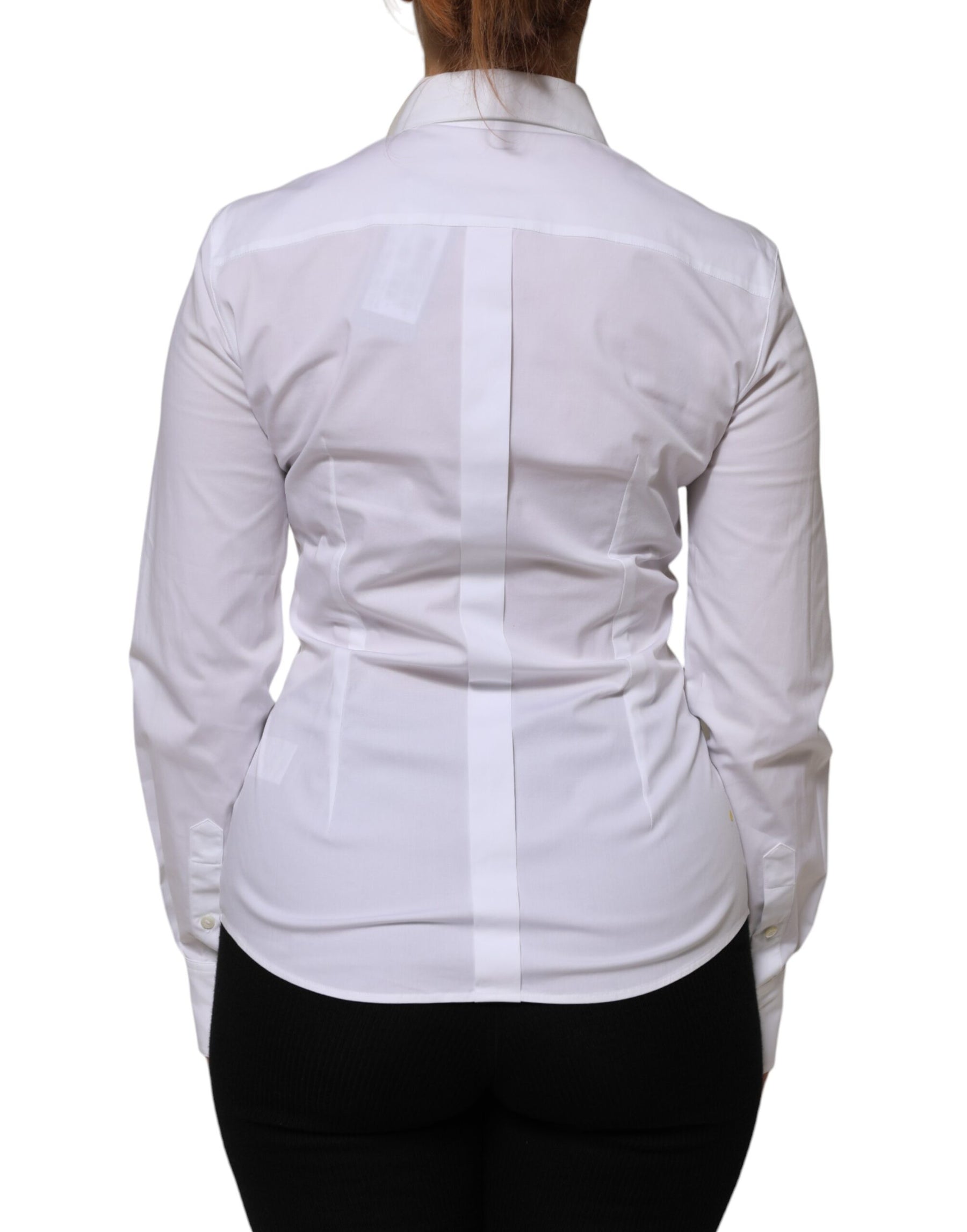 Dolce & Gabbana White Cotton Collared Long Sleeves Shirt Top | Regal Royce
