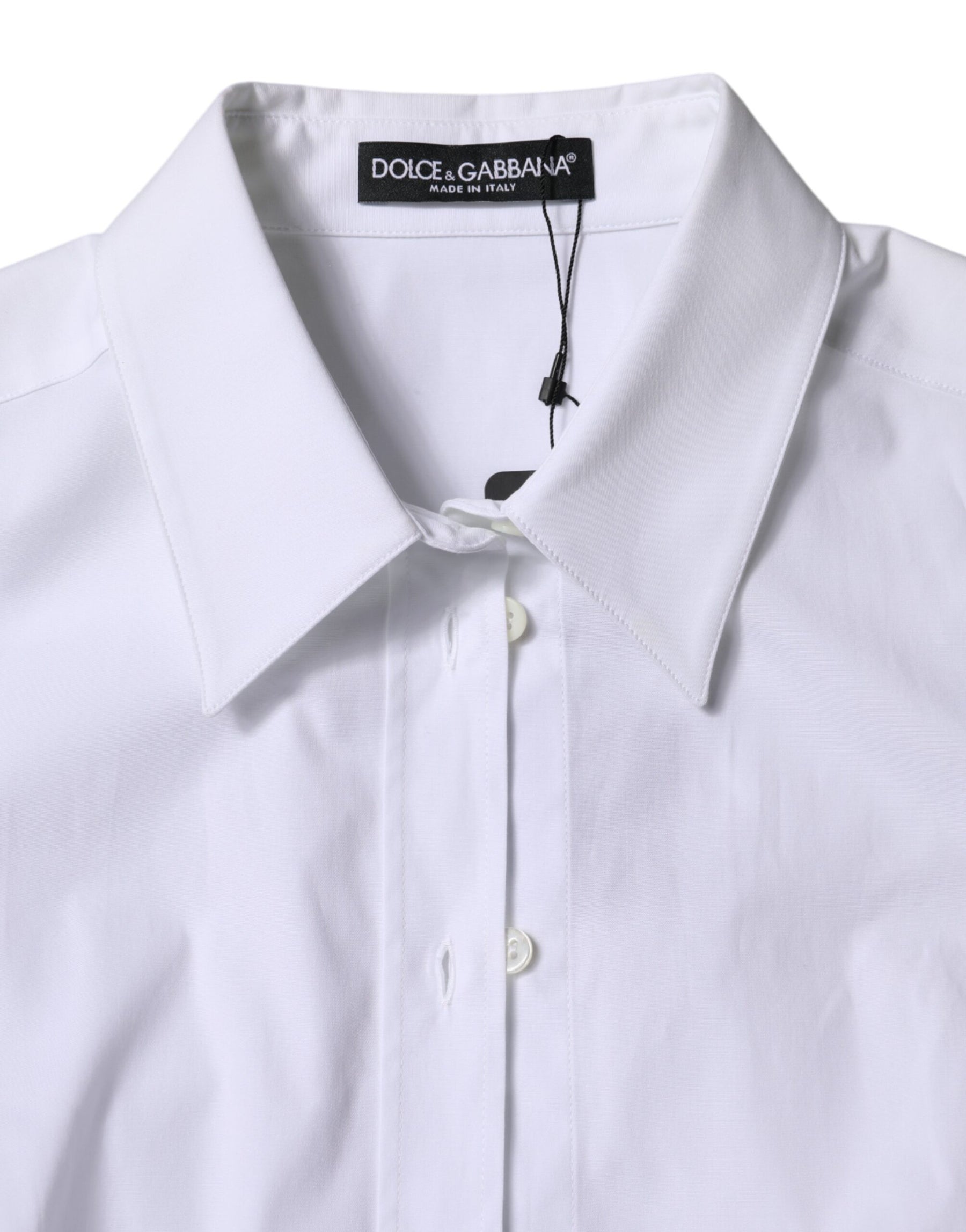Dolce & Gabbana White Cotton Collared Long Sleeves Shirt Top | Regal Royce