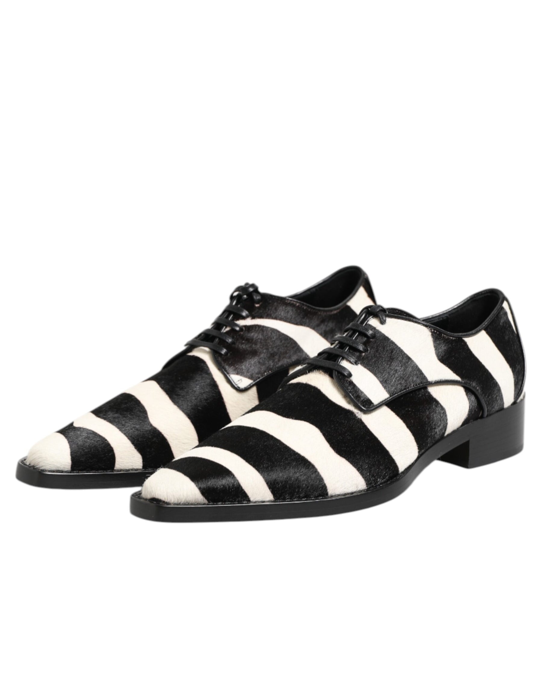 Dolce & Gabbana Black White Zebra Pony Fur Dress Shoes | Regal Royce