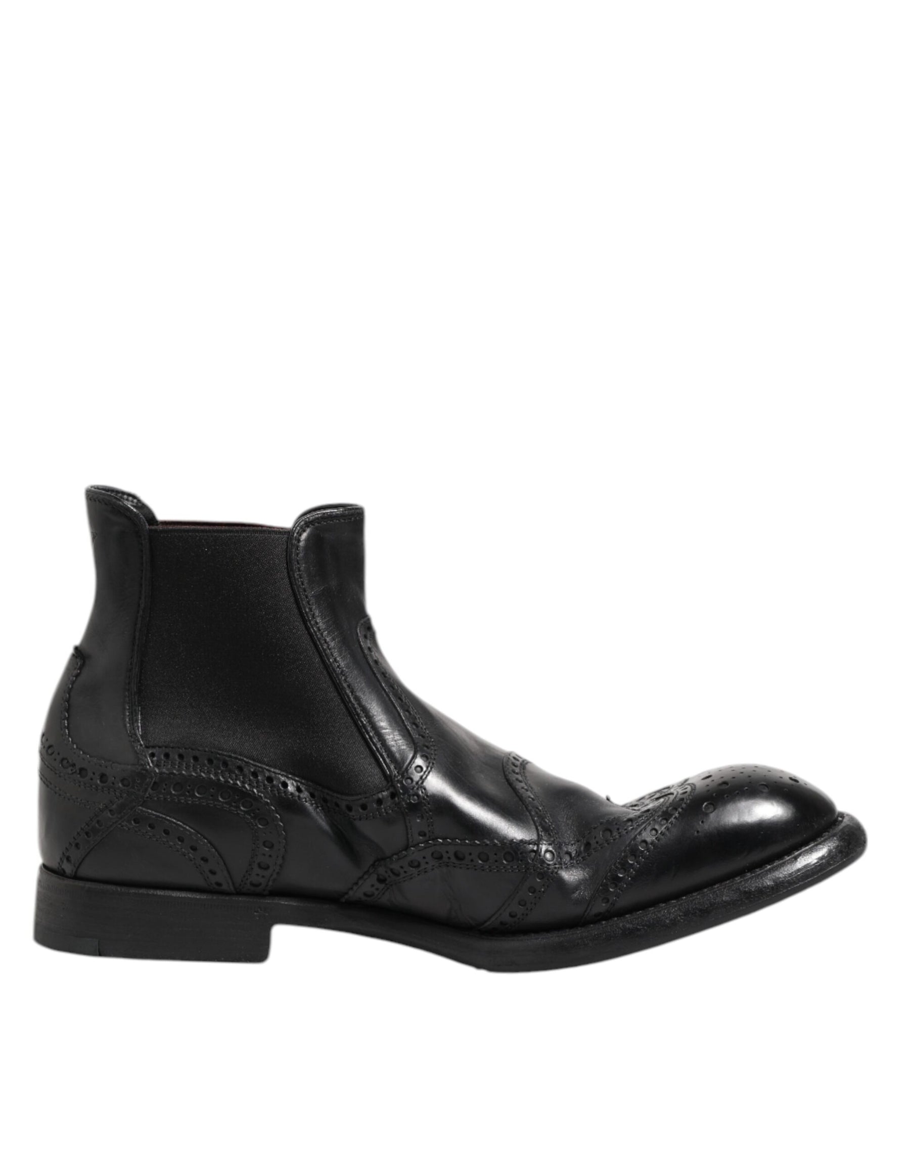 Dolce & Gabbana Black Leather Ankle Boots Slip On Shoes | Regal Royce