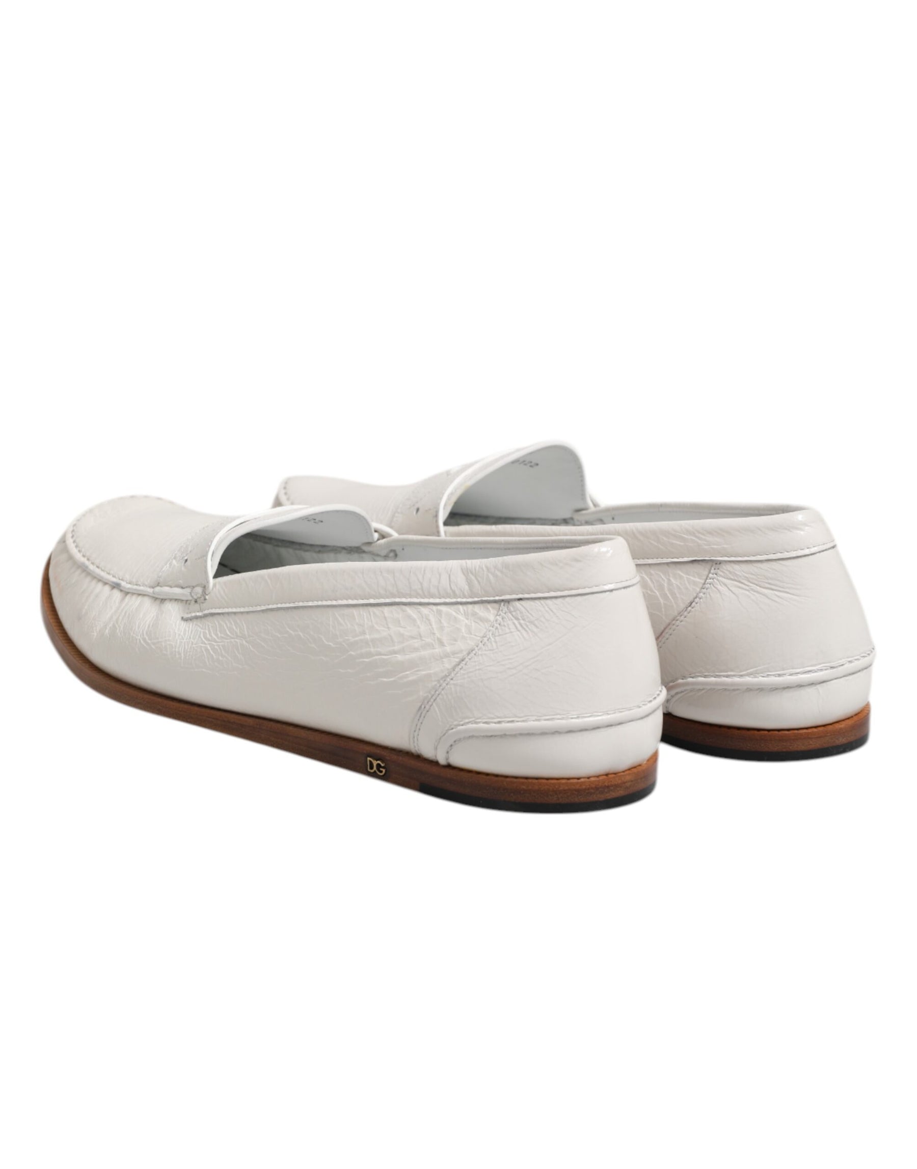 Dolce & Gabbana White Leather Loafers Moccasins Slip On Shoes | Regal Royce