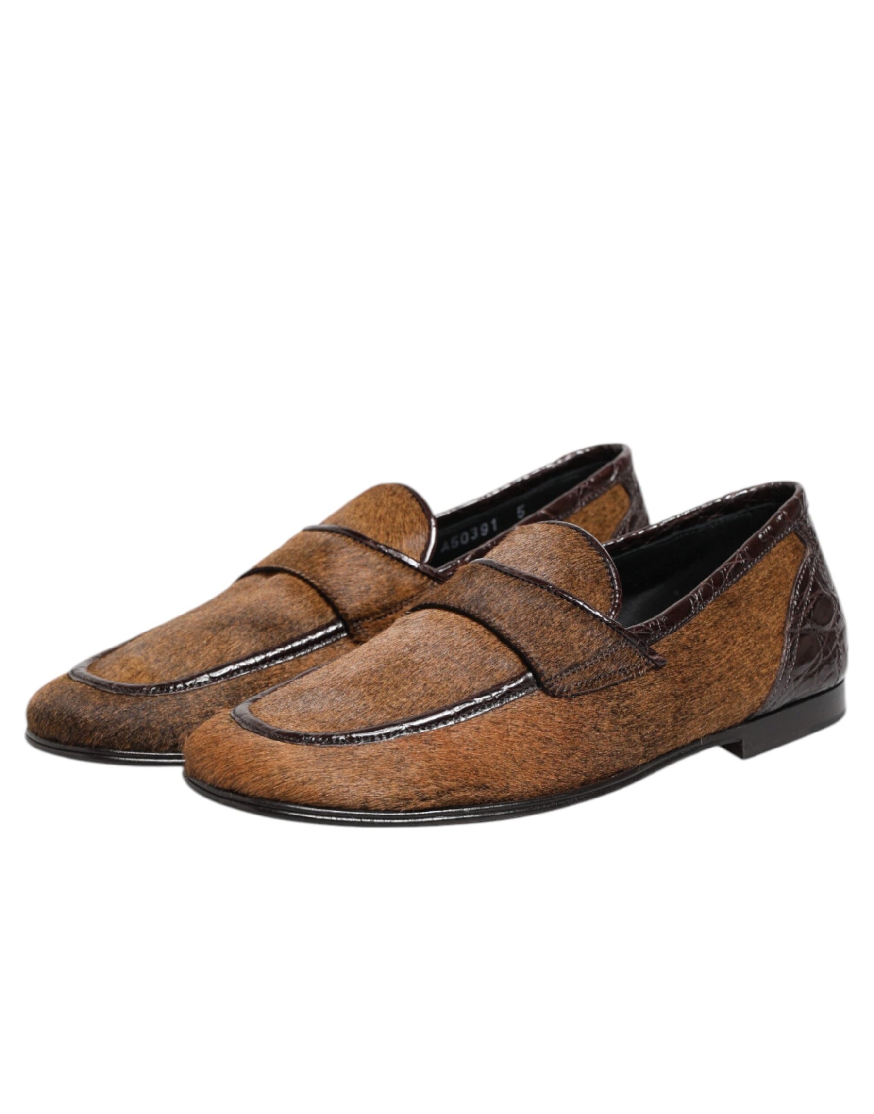 Dolce & Gabbana Brown Loafers Leather Slip On Men Dress Shoes | Regal Royce