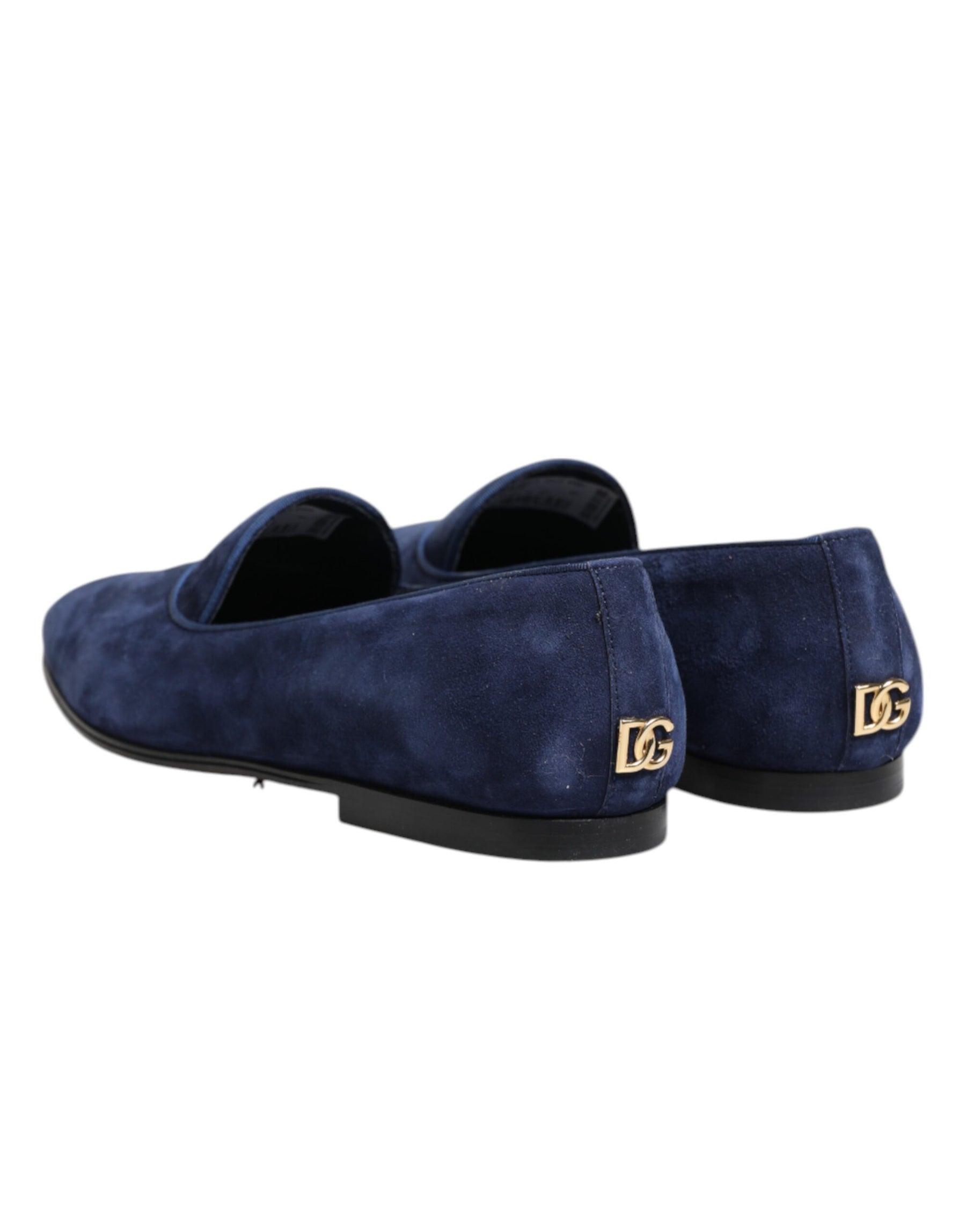 Dolce & Gabbana Blue Velvet DG Logo Loafers Formal Shoes | Regal Royce