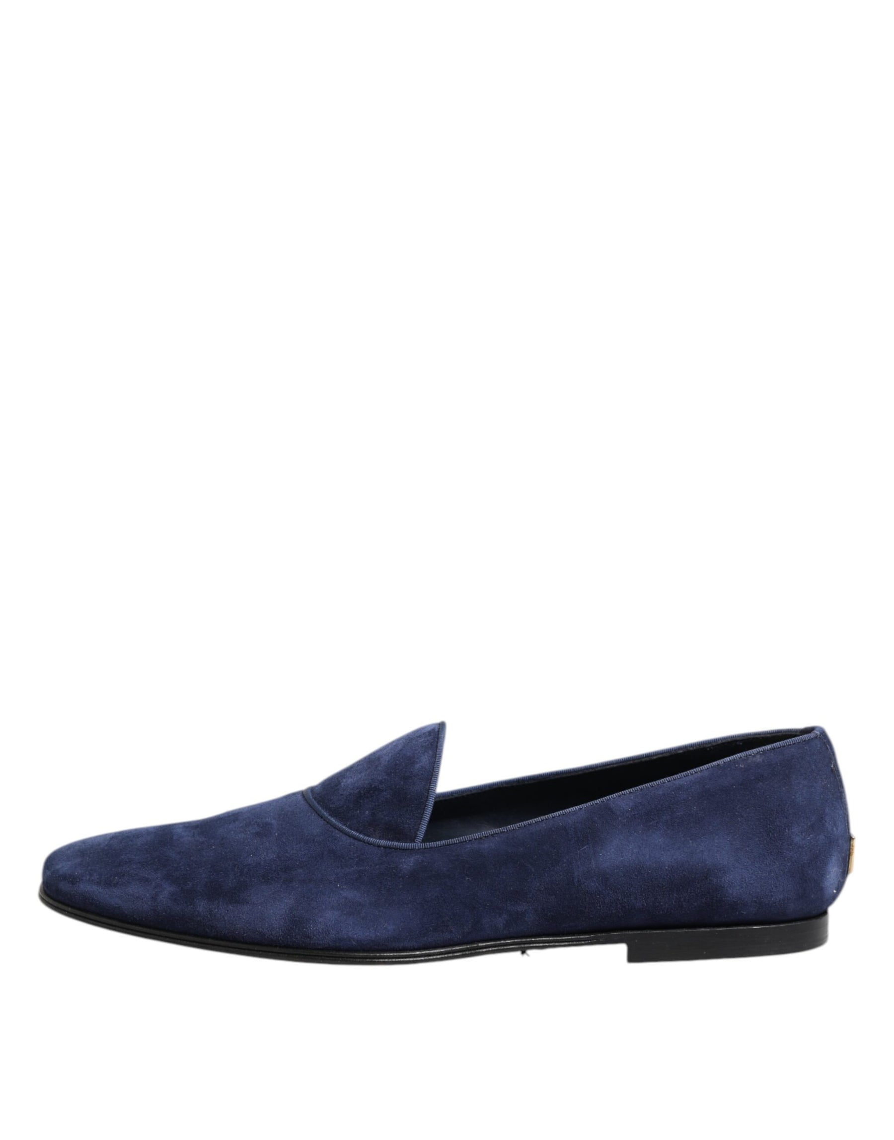Dolce & Gabbana Blue Velvet DG Logo Loafers Formal Shoes | Regal Royce
