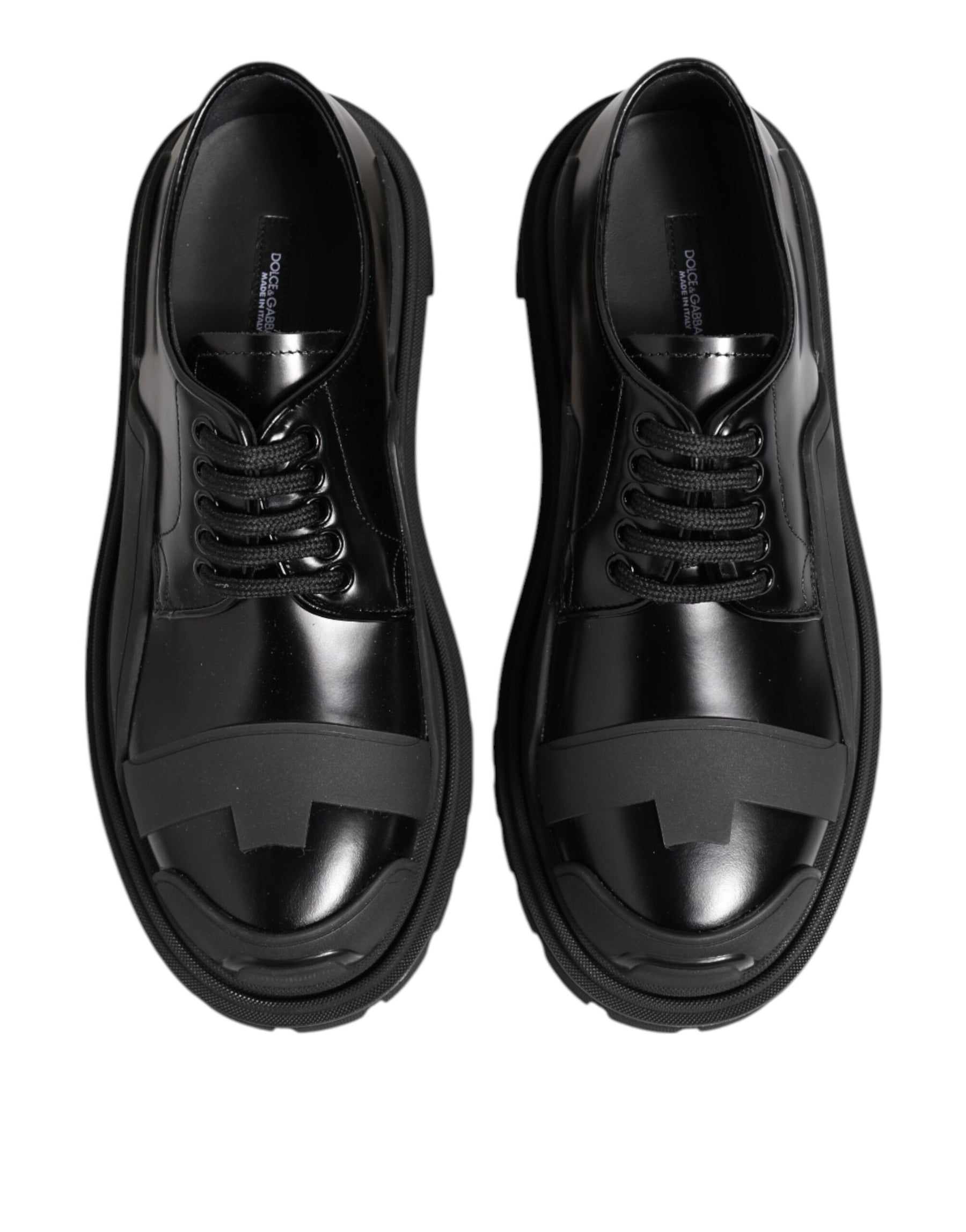 Dolce & Gabbana Black Patent Leather Trekking Derby Shoes | Regal Royce