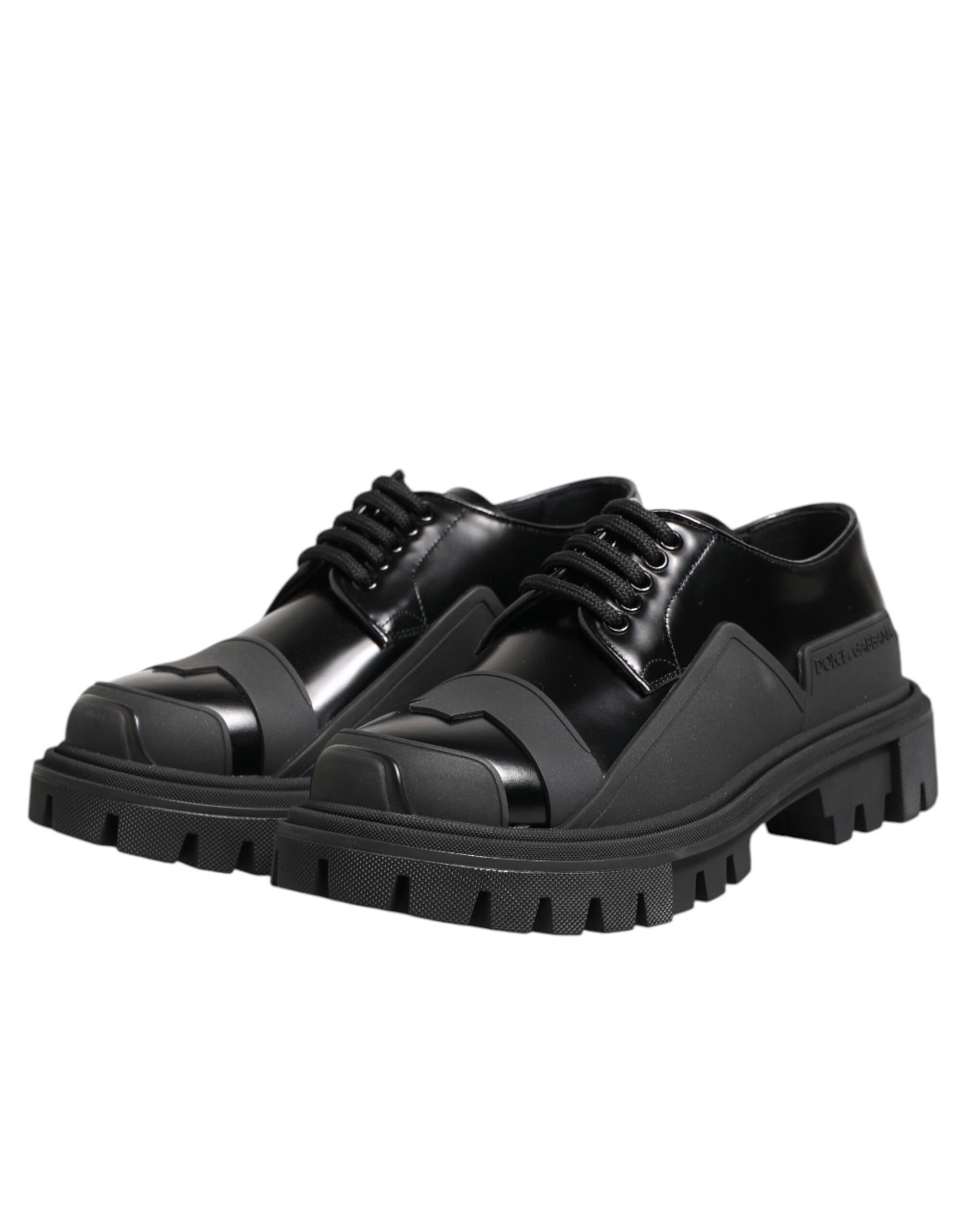 Dolce & Gabbana Black Patent Leather Trekking Derby Shoes | Regal Royce