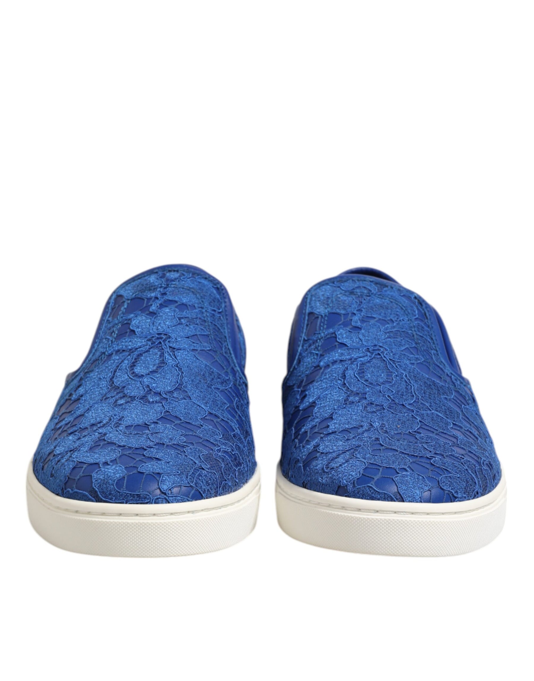 Dolce & Gabbana Blue Leather Lace Slip On Sneaker Shoes | Regal Royce