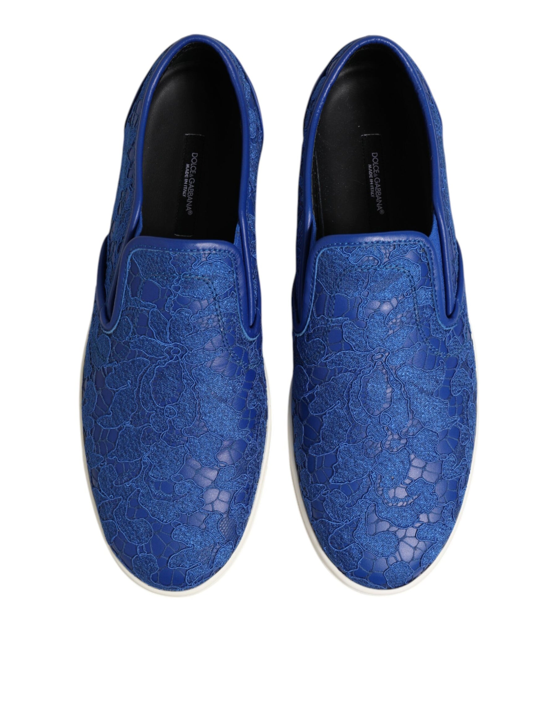 Dolce & Gabbana Blue Leather Lace Slip On Sneaker Shoes | Regal Royce