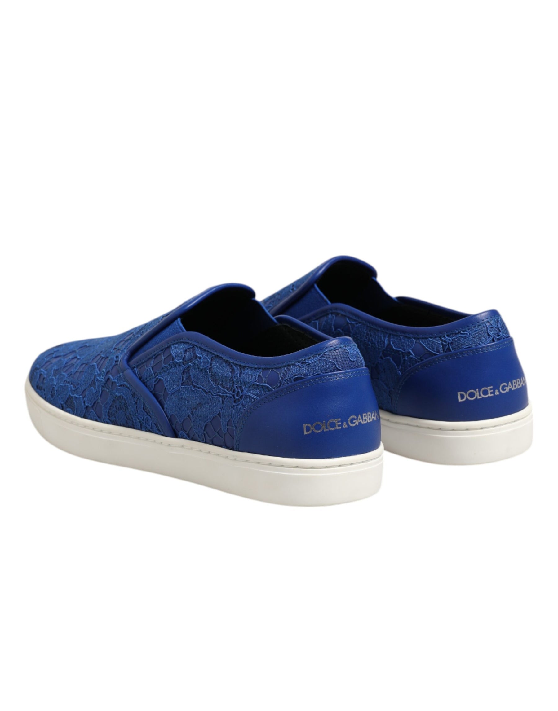 Dolce & Gabbana Blue Leather Lace Slip On Sneaker Shoes | Regal Royce