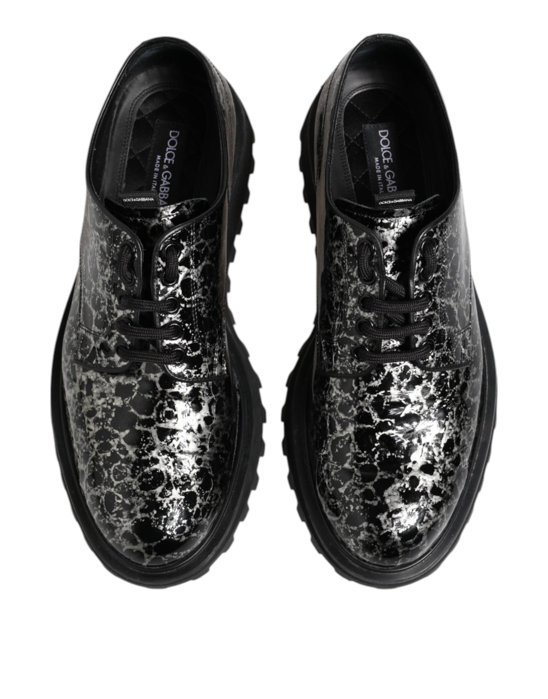 Dolce & Gabbana Black White Calfskin Chunky Derby Shoes | Regal Royce