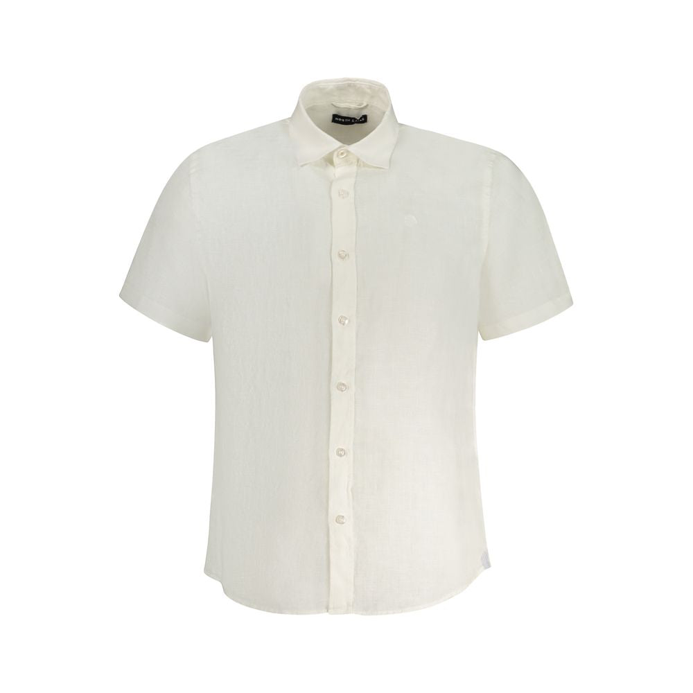 North Sails White Linen Men Shirt | Regal Royce