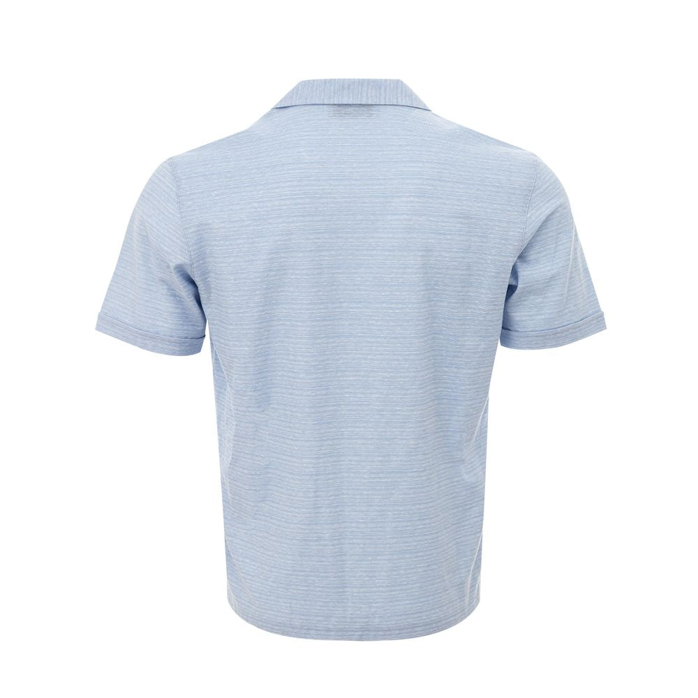 Gran Sasso Blue Linen And Cotton Shortsleeve Shirt | Regal Royce