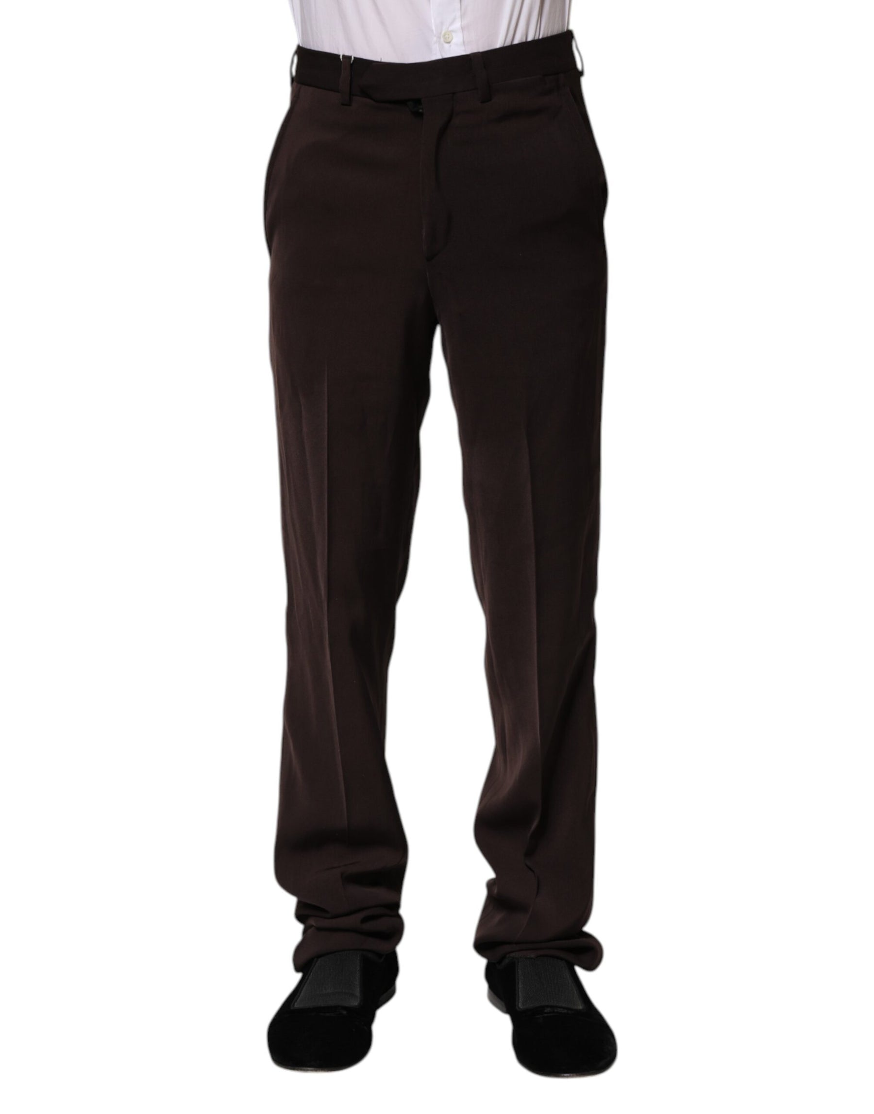 BENCIVENGA Dark Brown Mid Waist Dress Formal Pants | Regal Royce