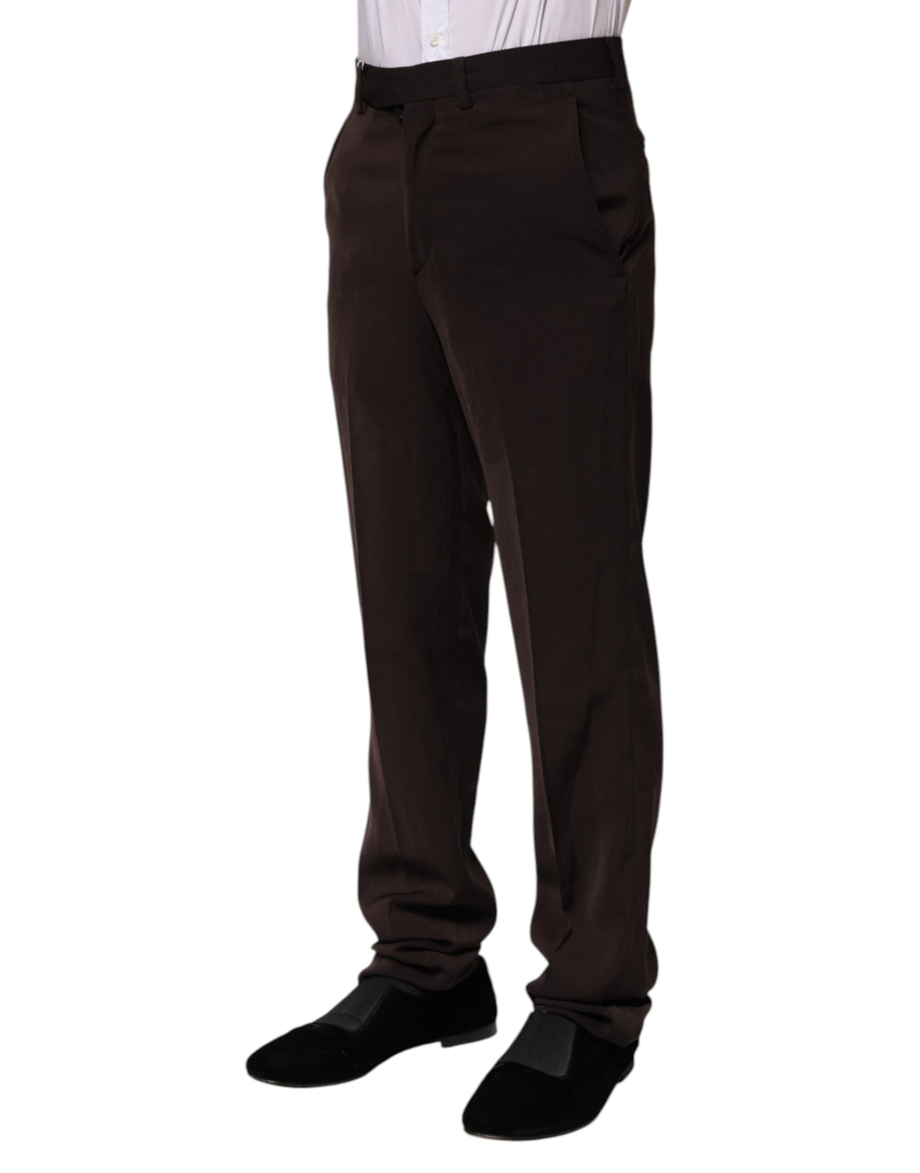 BENCIVENGA Dark Brown Mid Waist Dress Formal Pants | Regal Royce