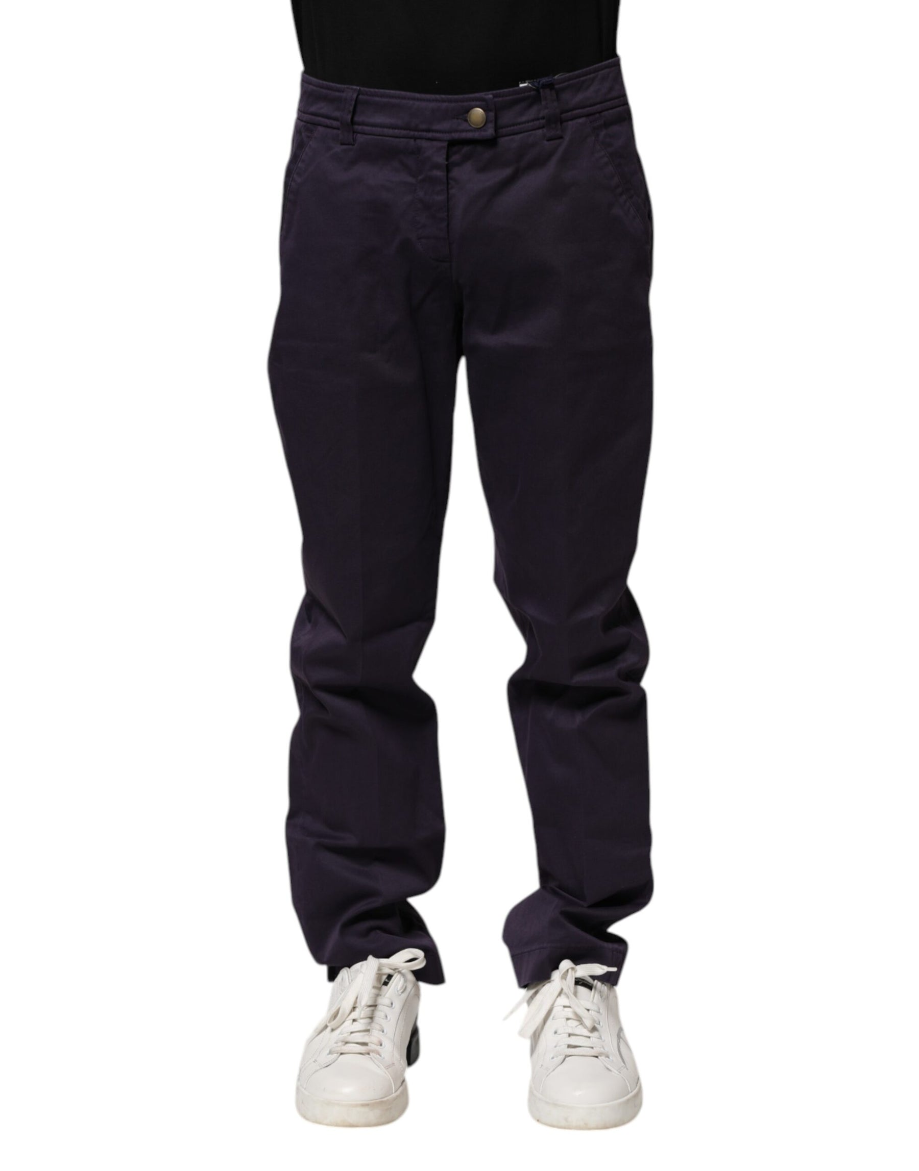 Incotex Dark Purple Mid Waist Casual Straight Pants | Regal Royce