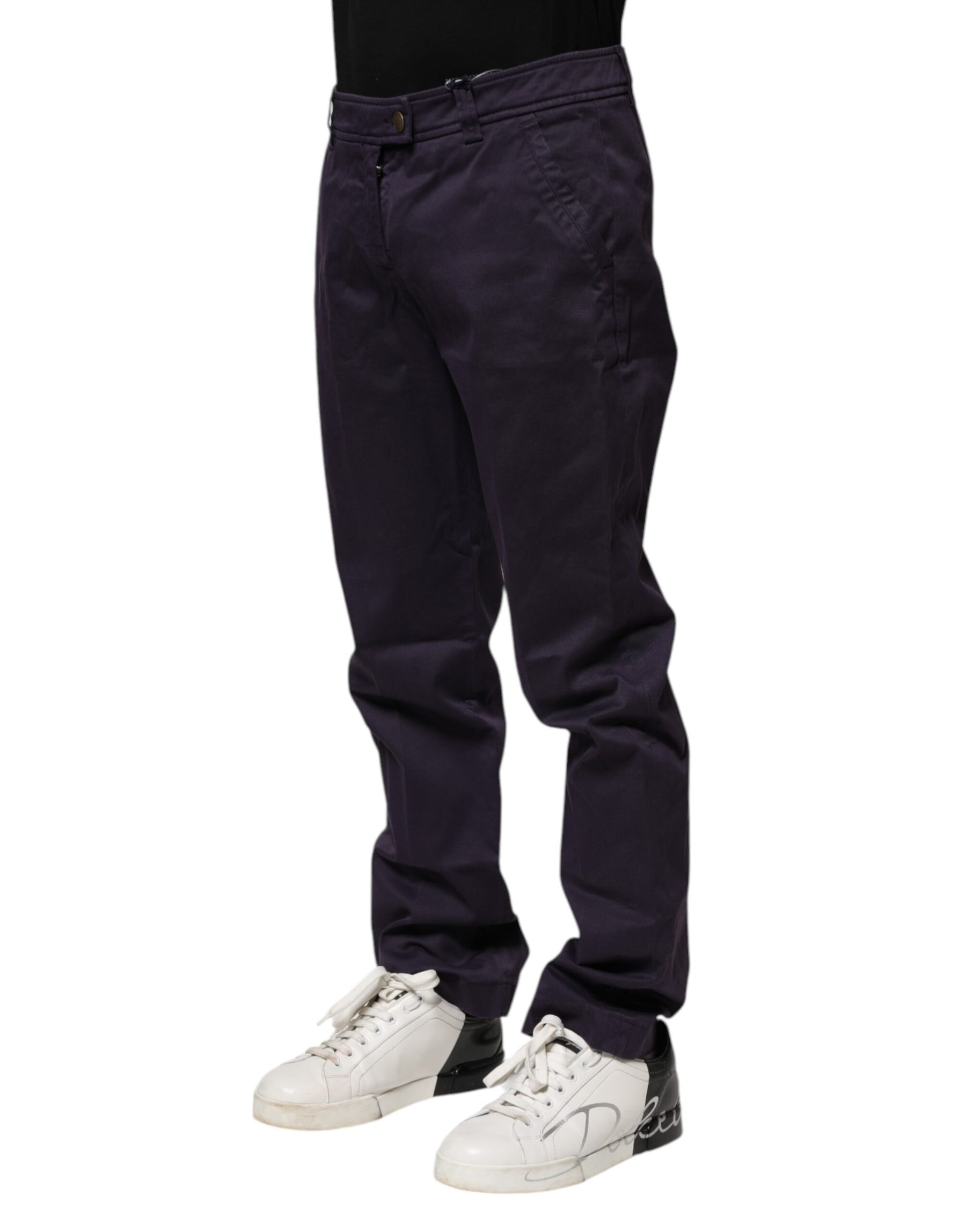 Incotex Dark Purple Mid Waist Casual Straight Pants | Regal Royce