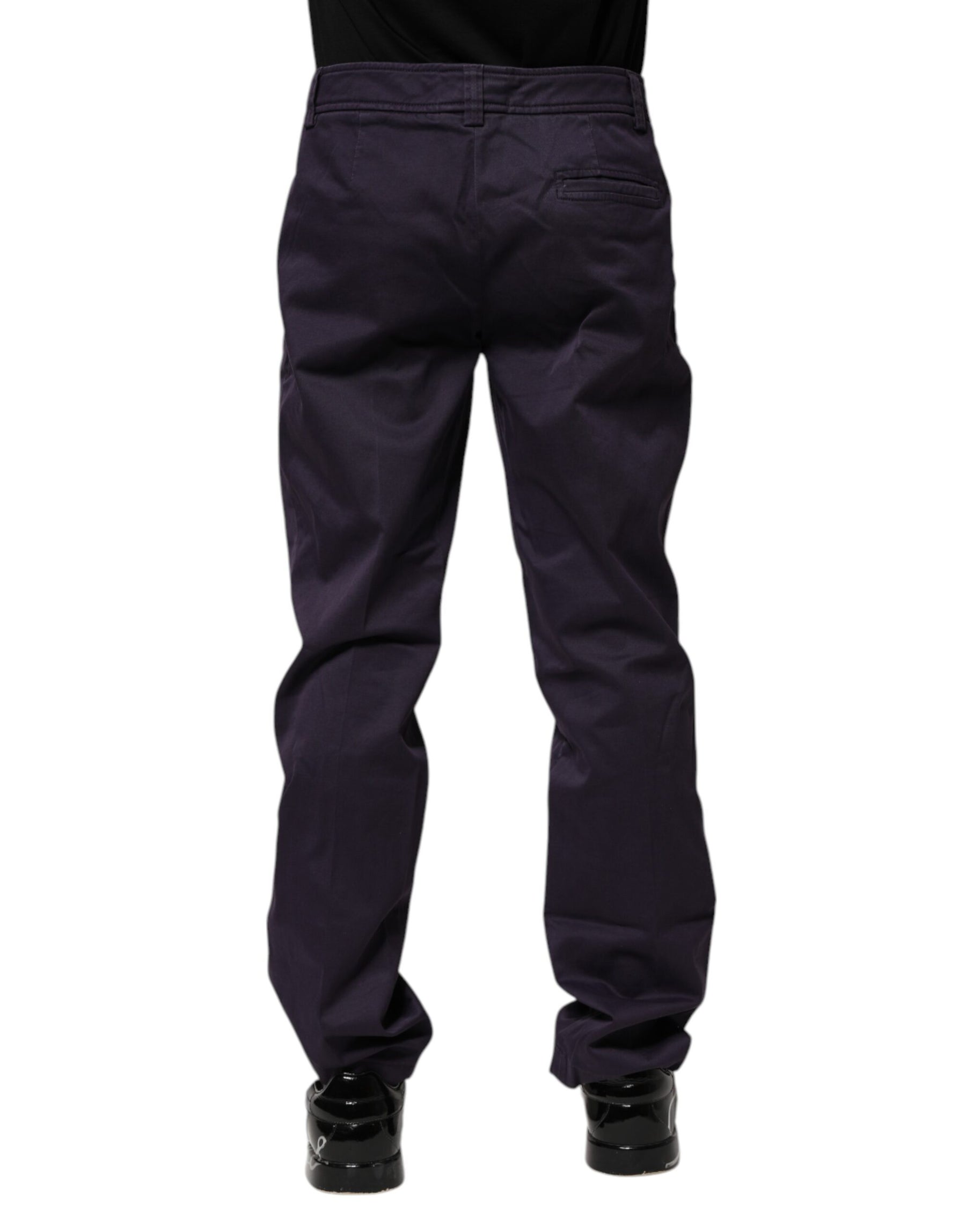 Incotex Dark Purple Mid Waist Casual Straight Pants | Regal Royce