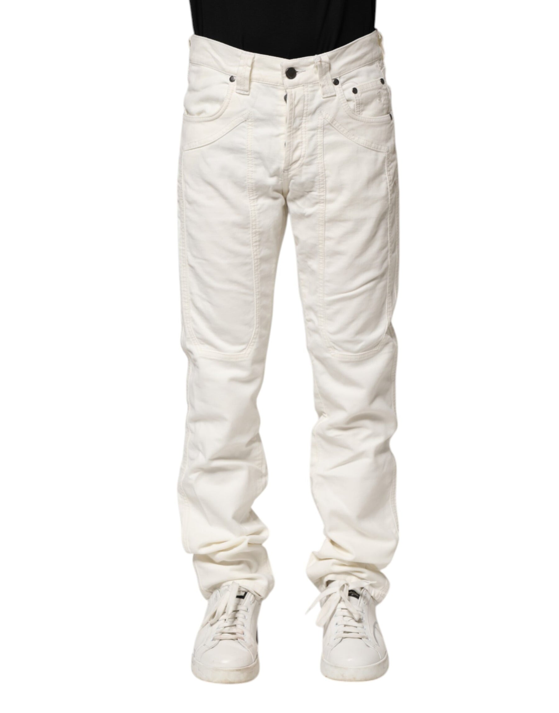 Jeckerson White Cotton Stretch Straight Fit Men Denim Jeans | Regal Royce