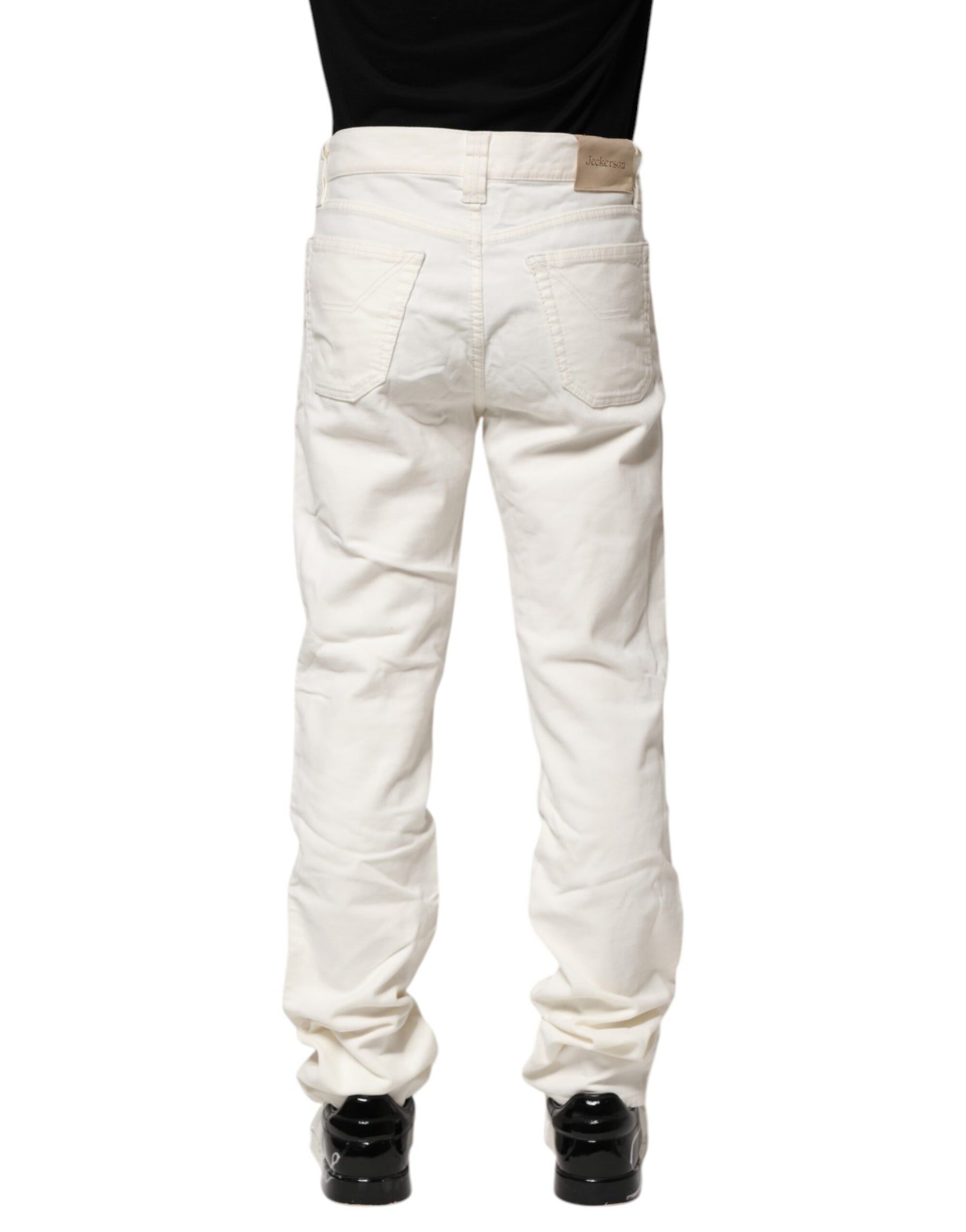 Jeckerson White Cotton Stretch Straight Fit Men Denim Jeans | Regal Royce