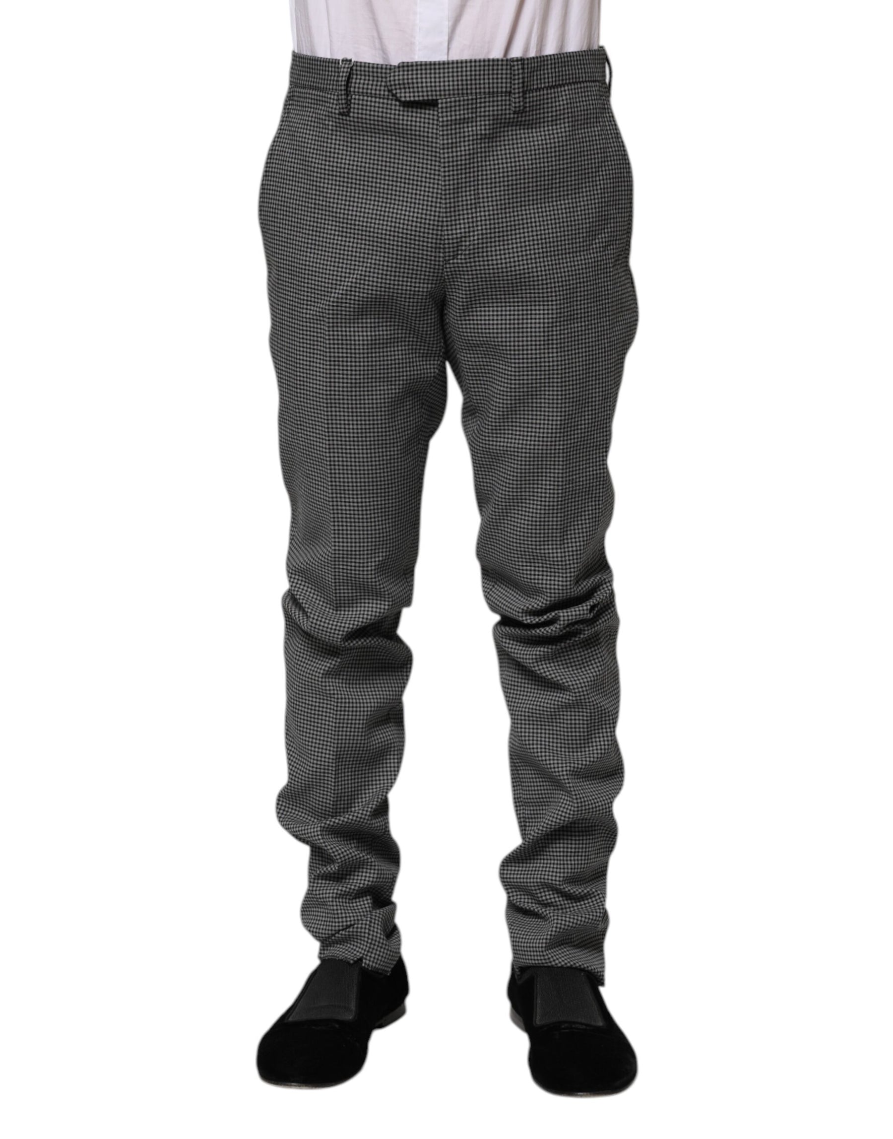 BENCIVENGA Black White Checkered Tapered Dress Pants | Regal Royce