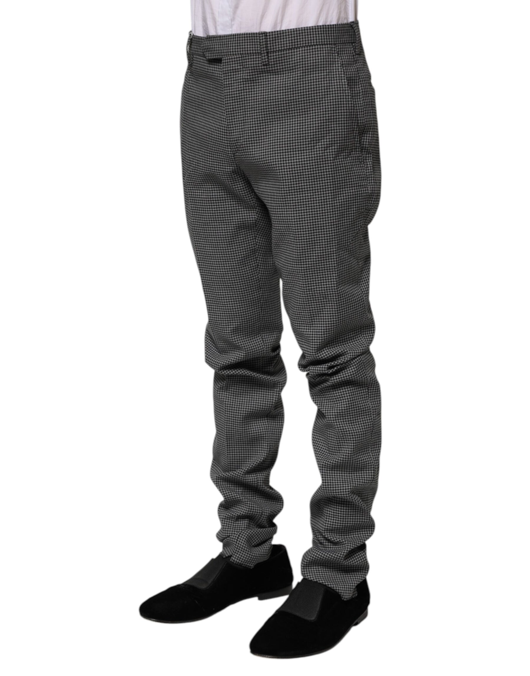 BENCIVENGA Black White Checkered Tapered Dress Pants | Regal Royce