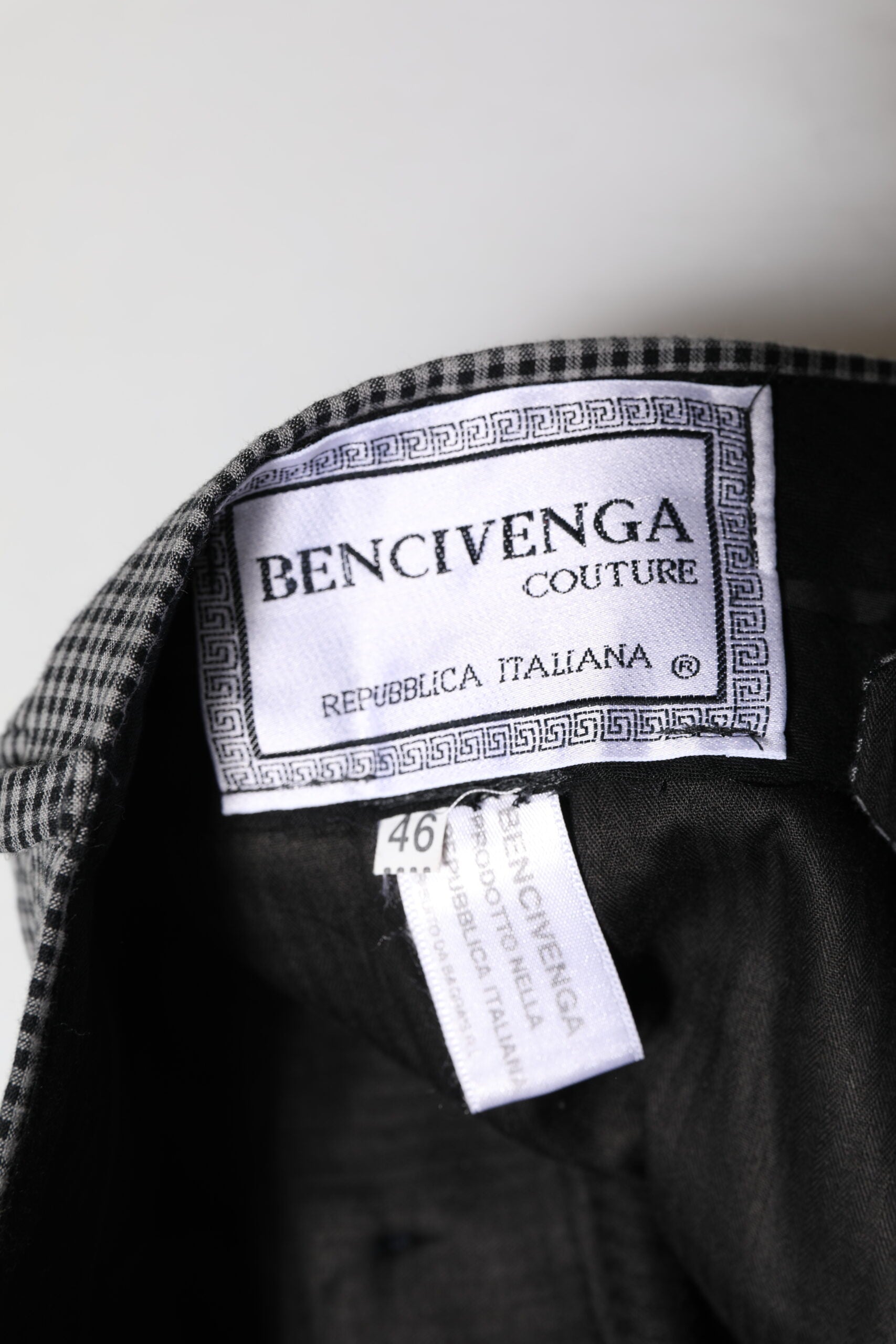 BENCIVENGA Black White Checkered Tapered Dress Pants | Regal Royce