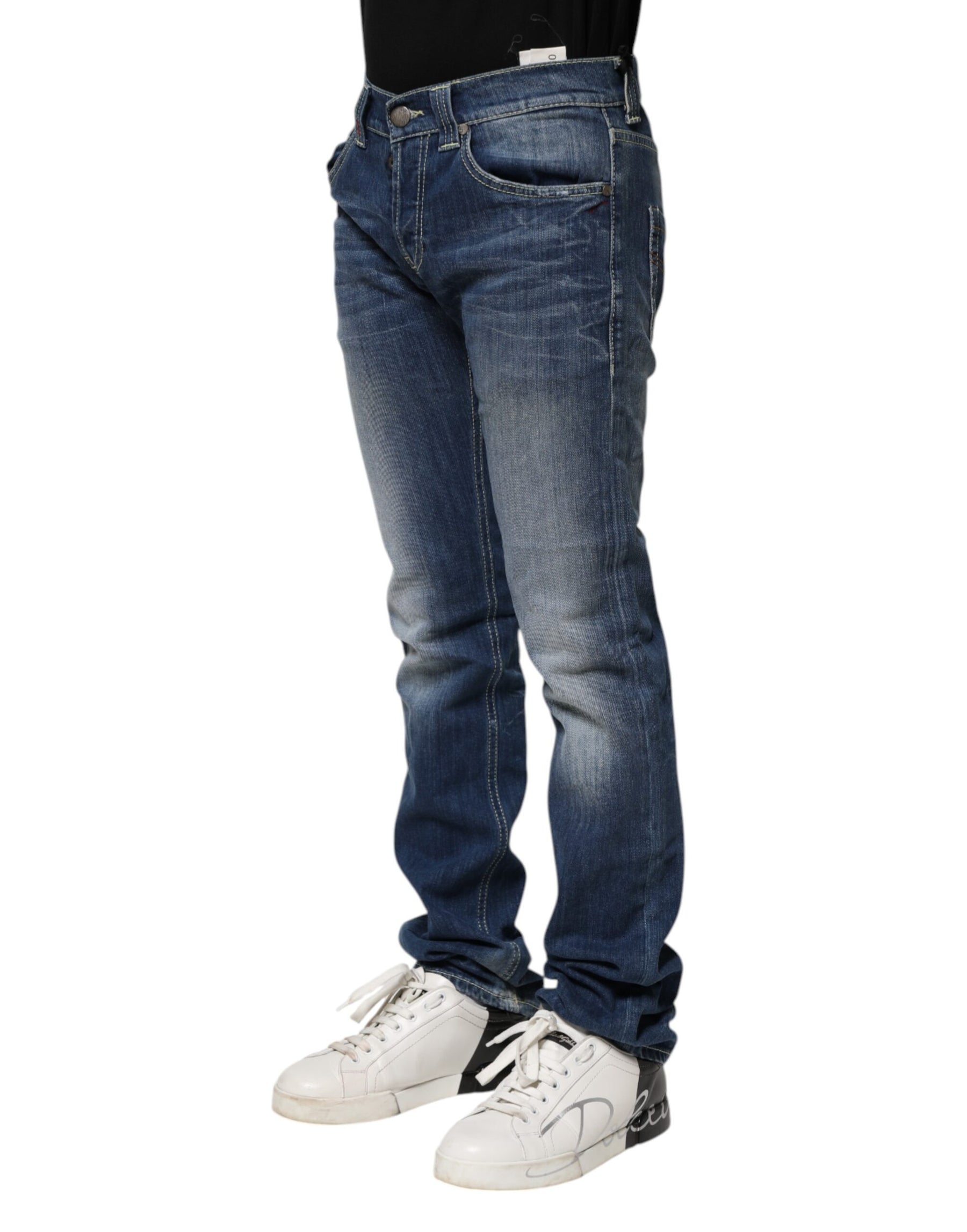 Dondup Blue Washed Skinny Fit Casual Men Denim Jeans | Regal Royce