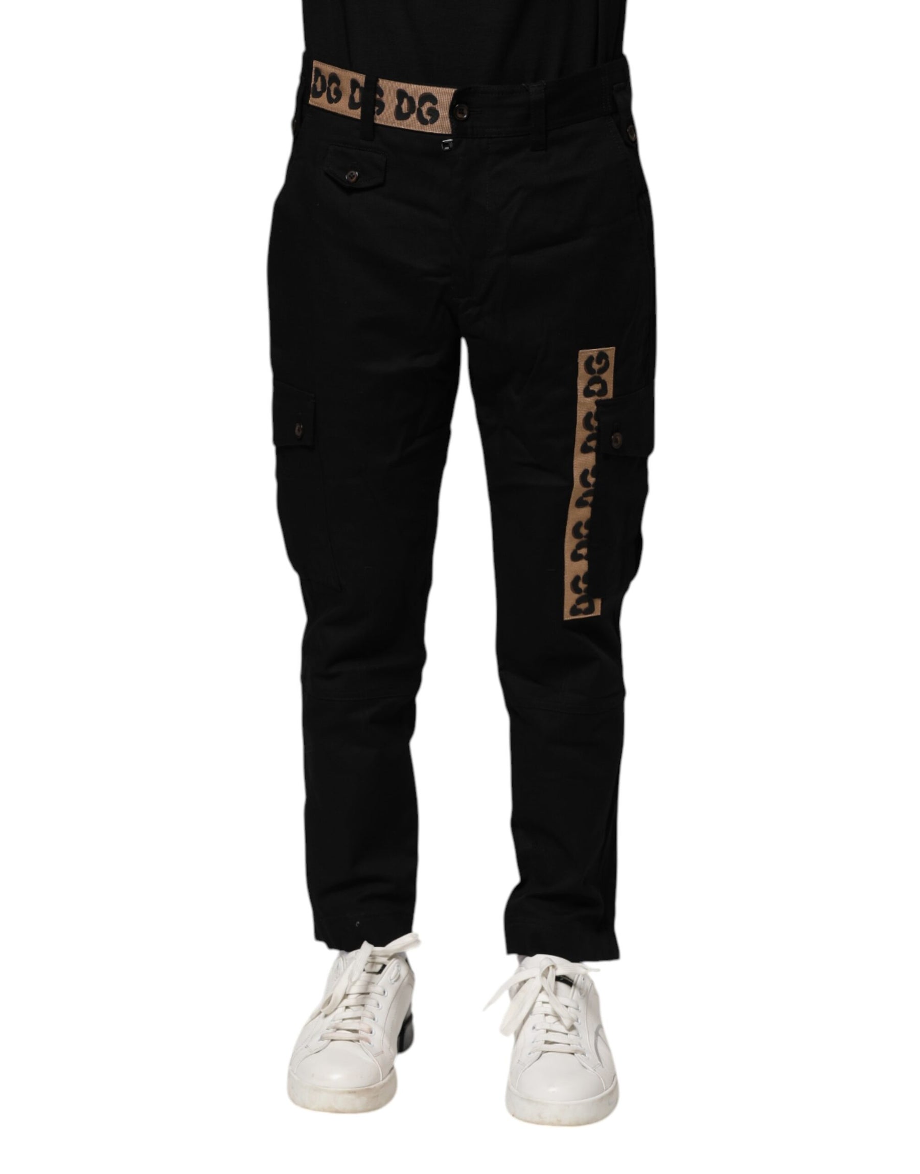 Dolce & Gabbana Black Cotton Cargo Casual Pants | Regal Royce