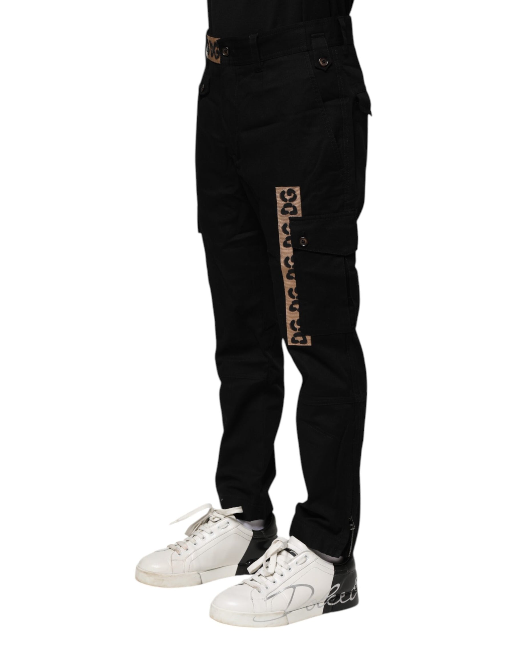 Dolce & Gabbana Black Cotton Cargo Casual Pants | Regal Royce