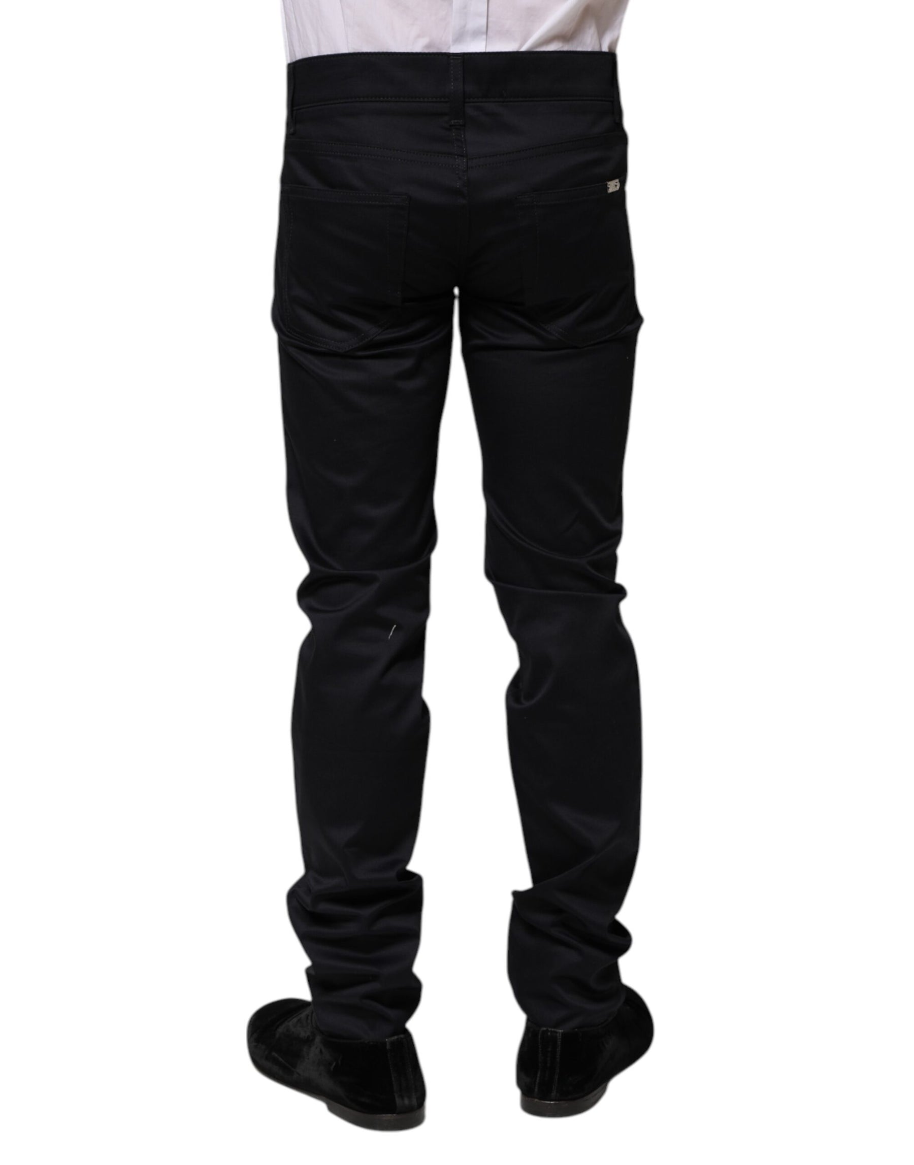 Dolce & Gabbana Black Cotton Skinny Mid Waist Pants | Regal Royce