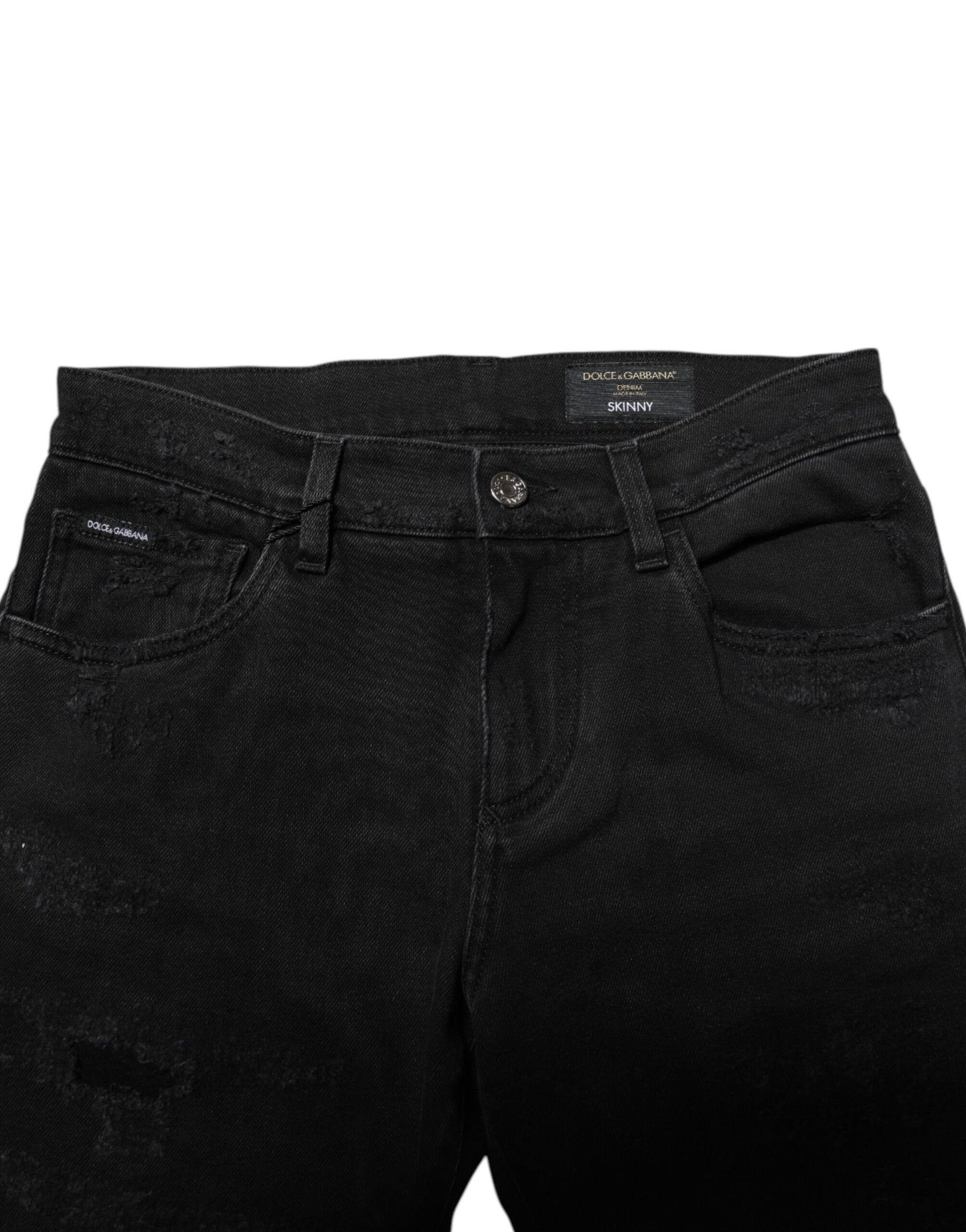 Dolce & Gabbana Black Cotton Skinny Men Denim Jeans | Regal Royce