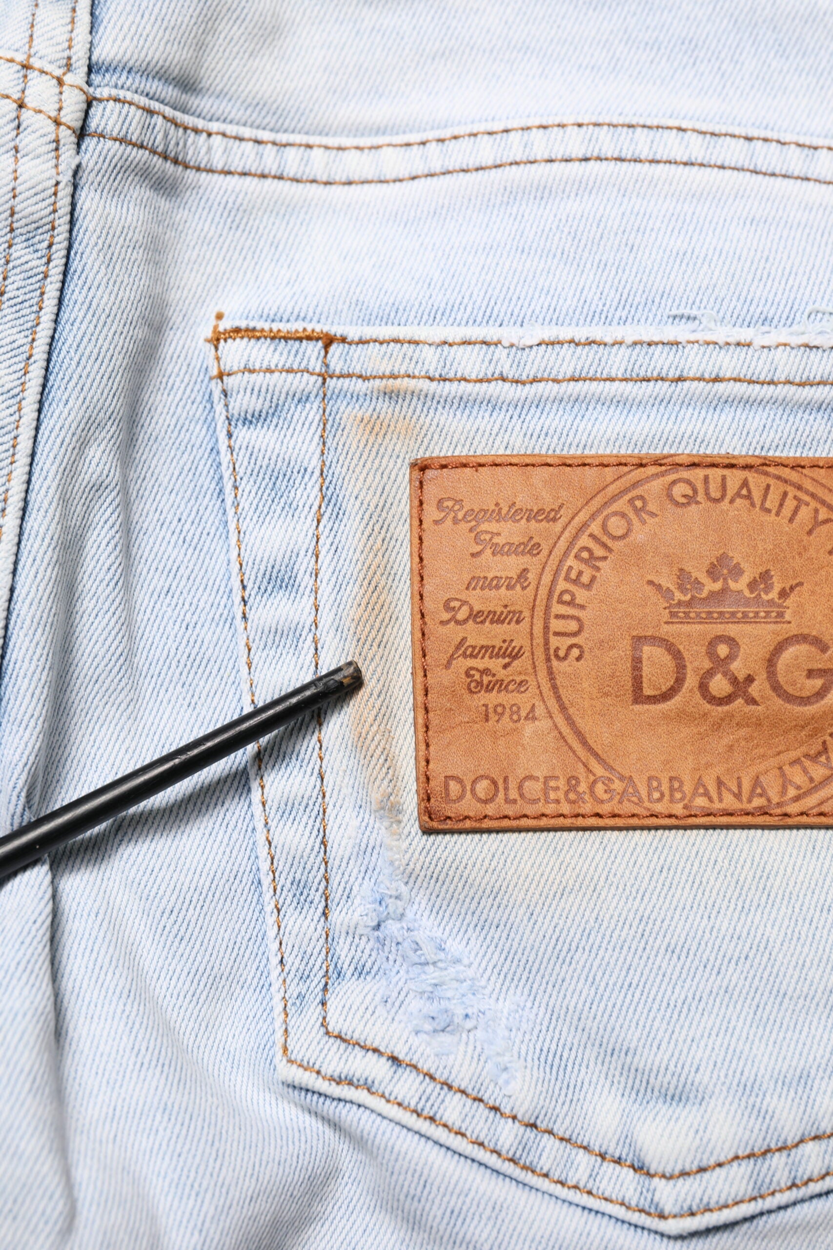 Dolce & Gabbana Light Blue Tattered Skinny Denim Jeans | Regal Royce