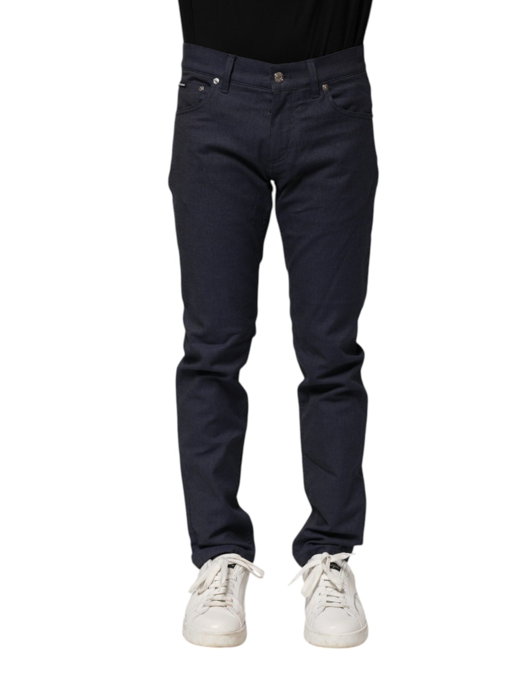 Dolce & Gabbana Dark Blue Cotton Skinny Denim Jeans | Regal Royce