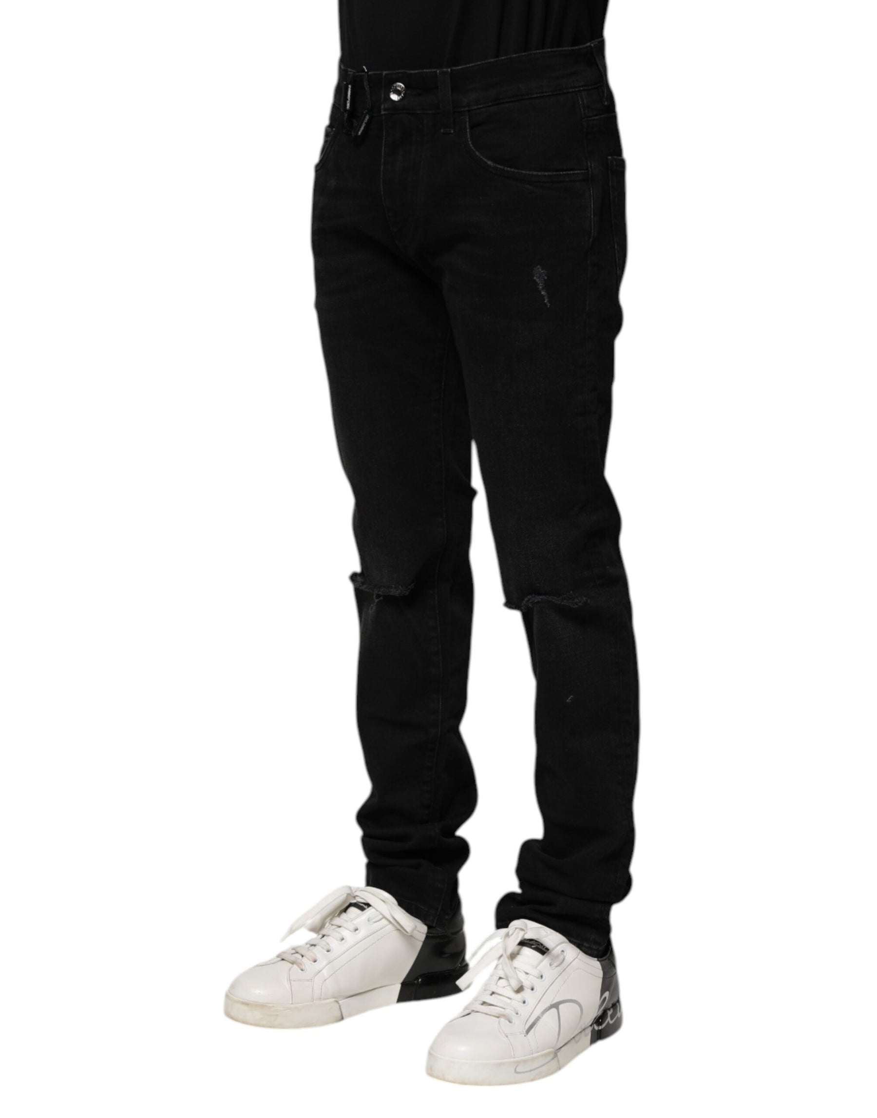 Dolce & Gabbana Black Cotton Skinny Men Denim Jeans | Regal Royce