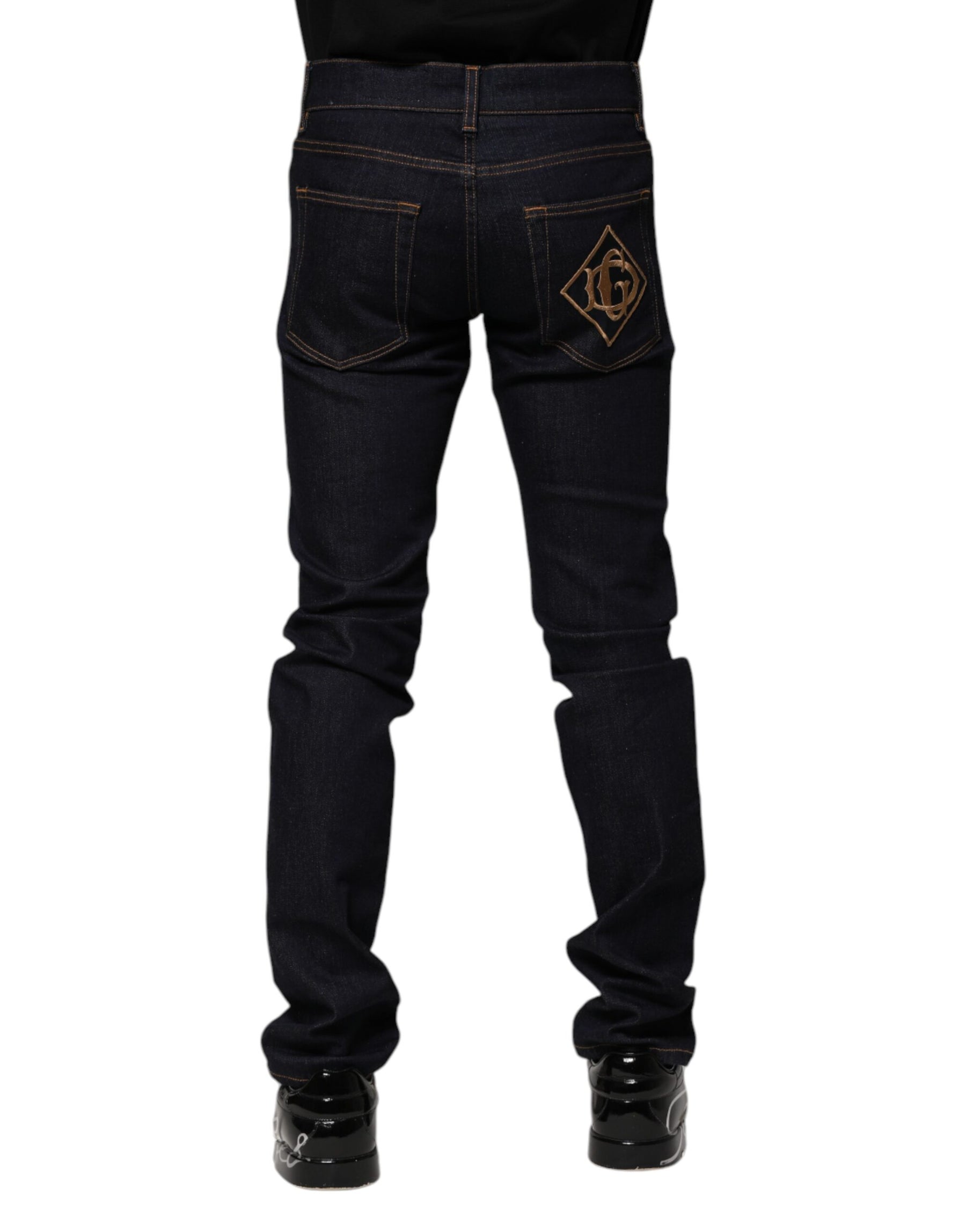 Dolce & Gabbana Black Cotton Skinny Men Denim Jeans | Regal Royce