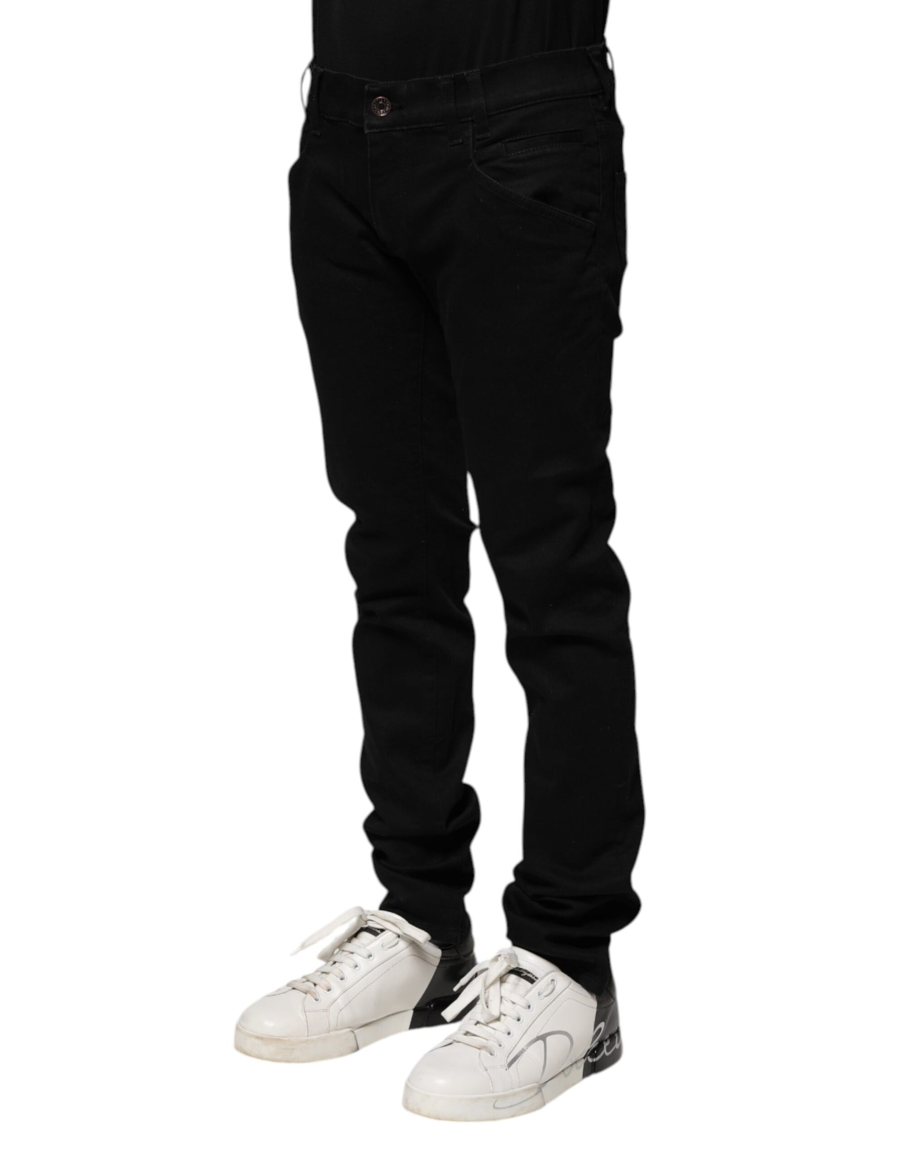 Dolce & Gabbana Black Cotton Skinny Men Denim Jeans | Regal Royce