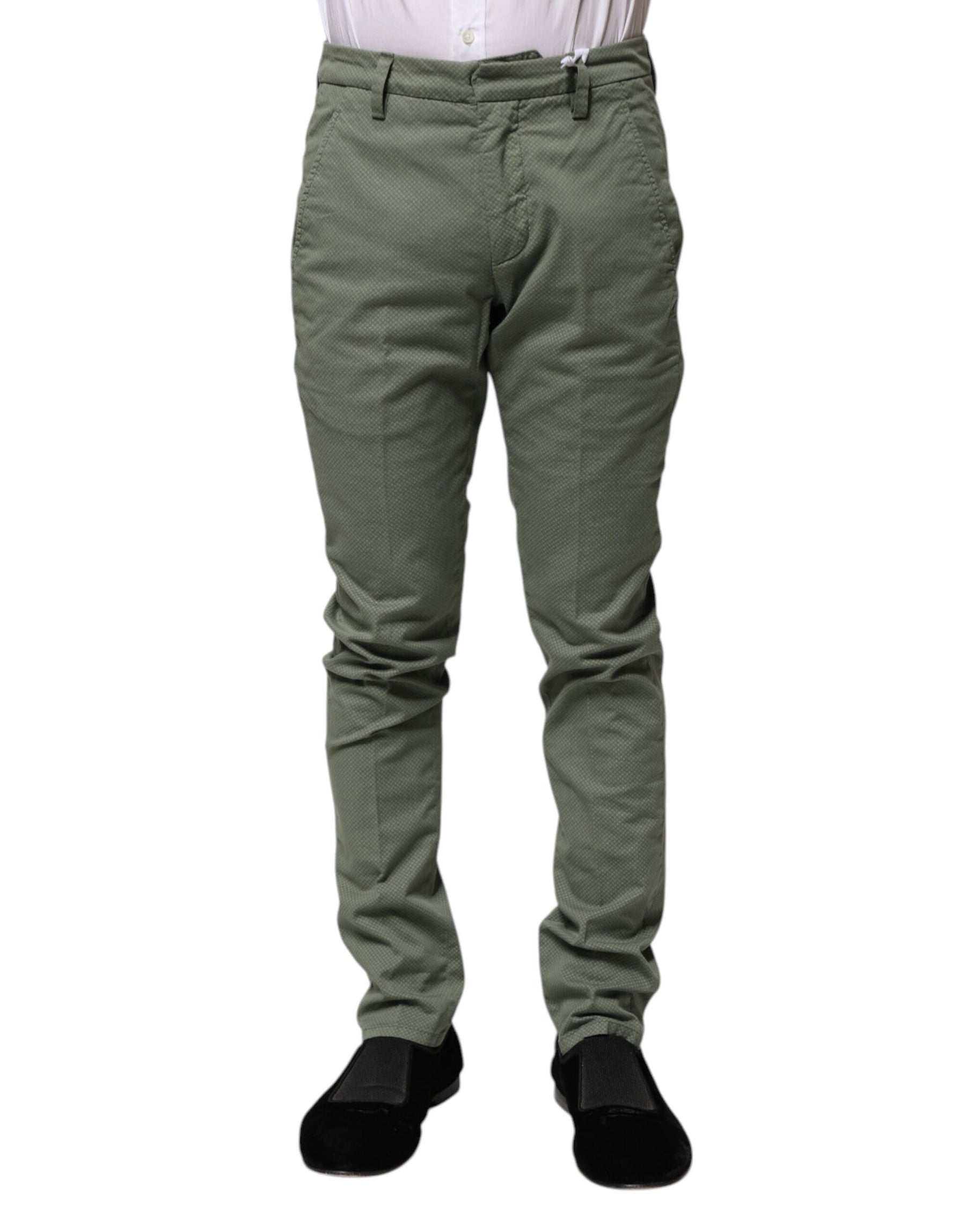 Dondup Green Mid Waist Skinny Fit Casual Pants | Regal Royce
