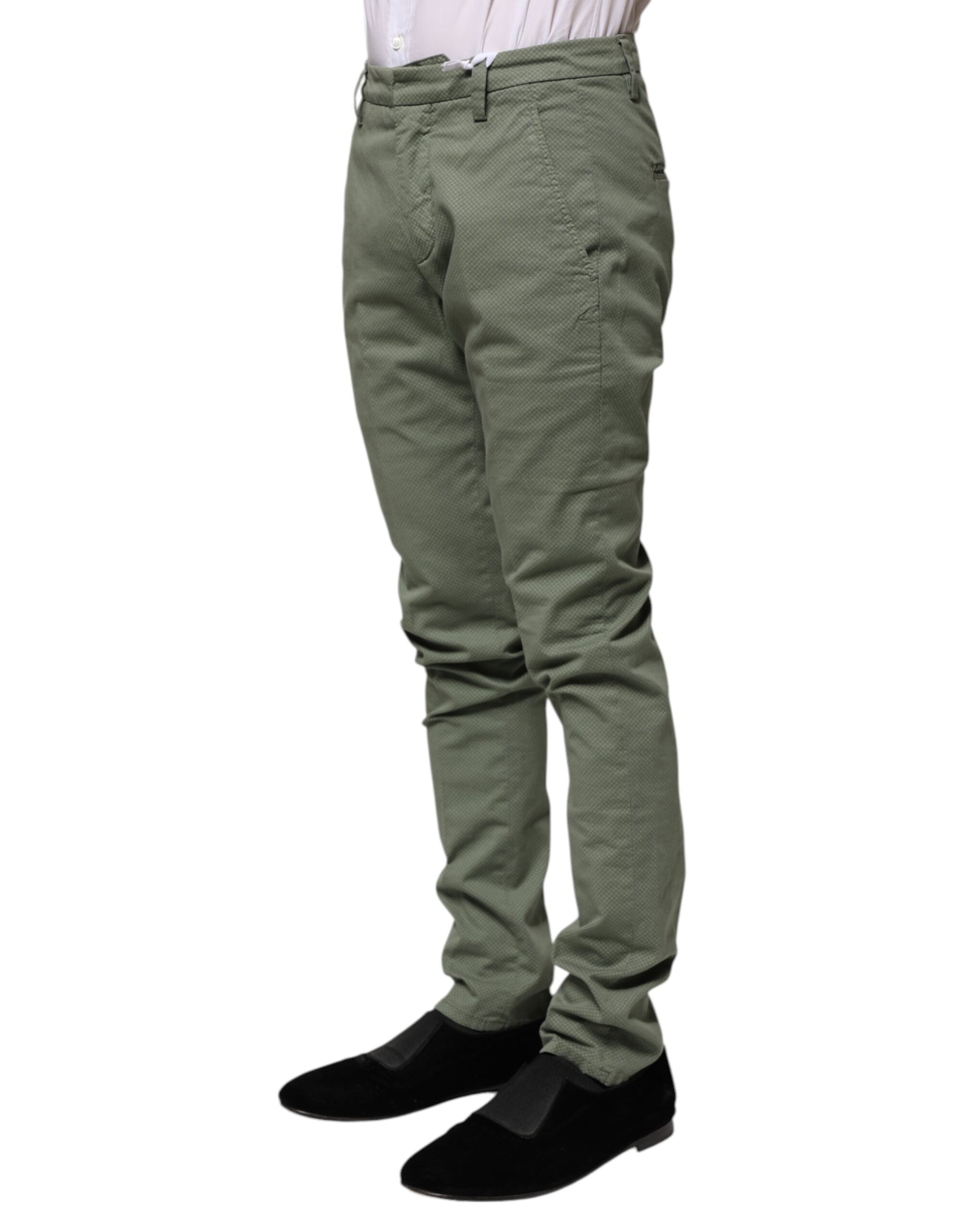 Dondup Green Mid Waist Skinny Fit Casual Pants | Regal Royce