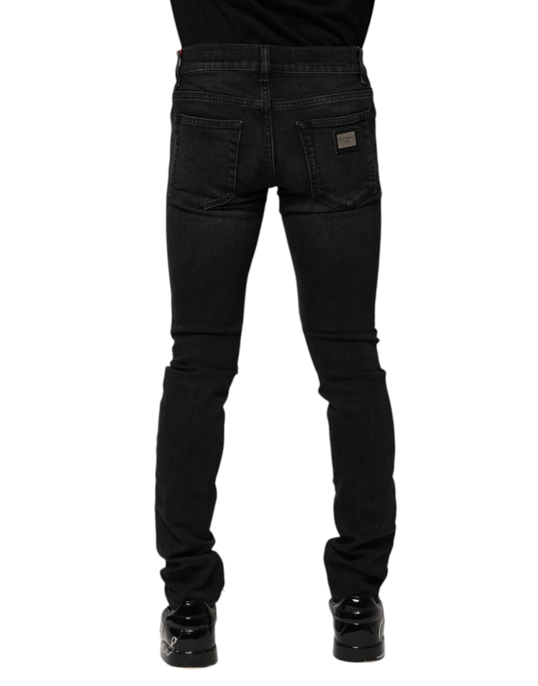 Dolce & Gabbana Black Cotton Skinny Men Denim Jeans | Regal Royce