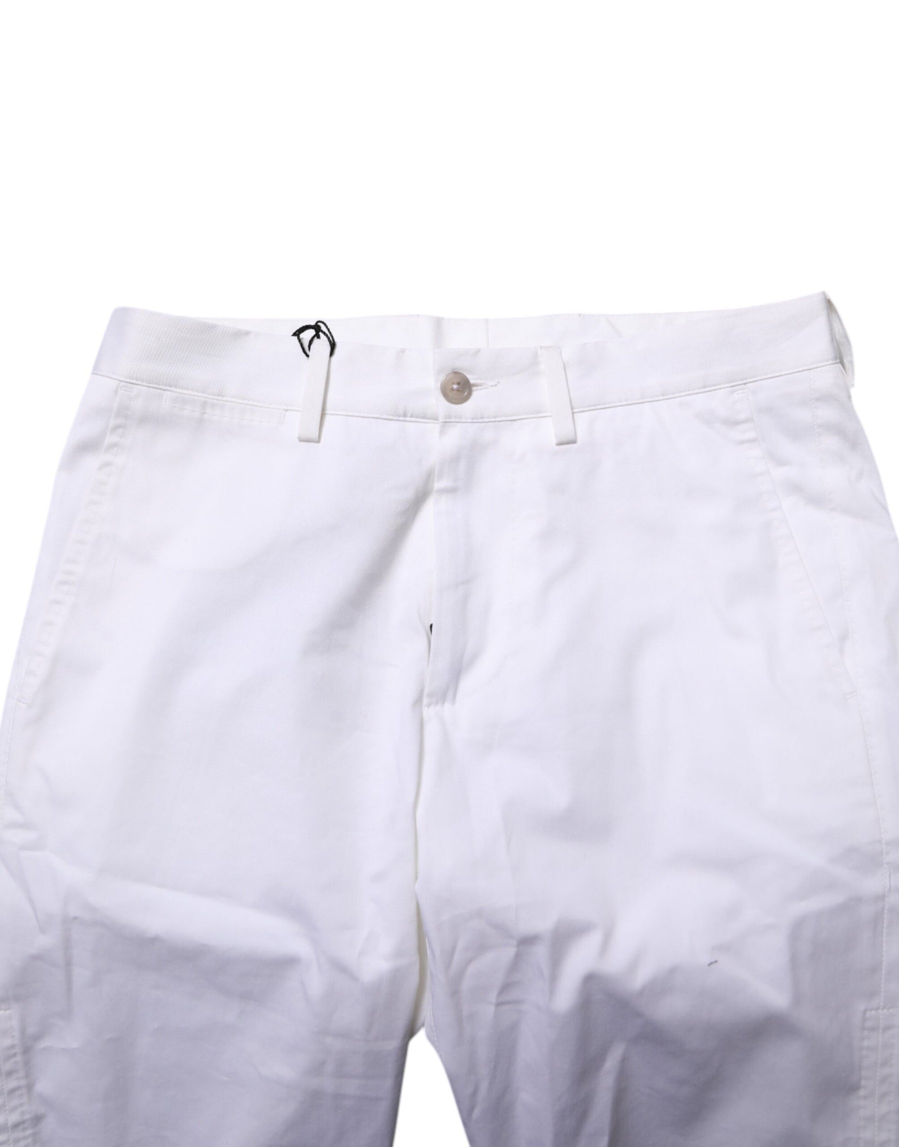 Dolce & Gabbana White Cotton Stretch Men Denim Bermuda Shorts | Regal Royce