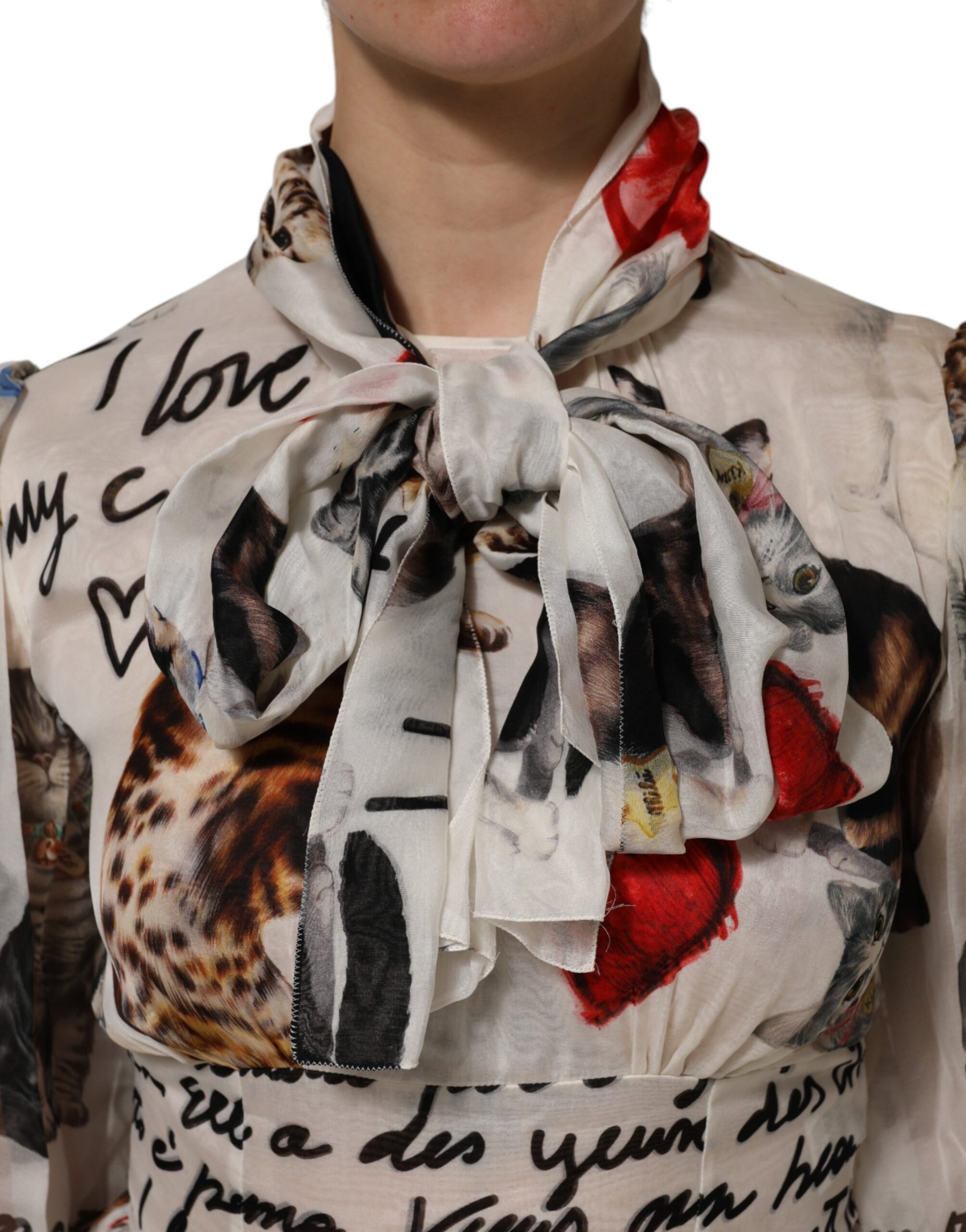 Dolce & Gabbana Multicolor Animal Print Silk Ascot Maxi Dress | Regal Royce