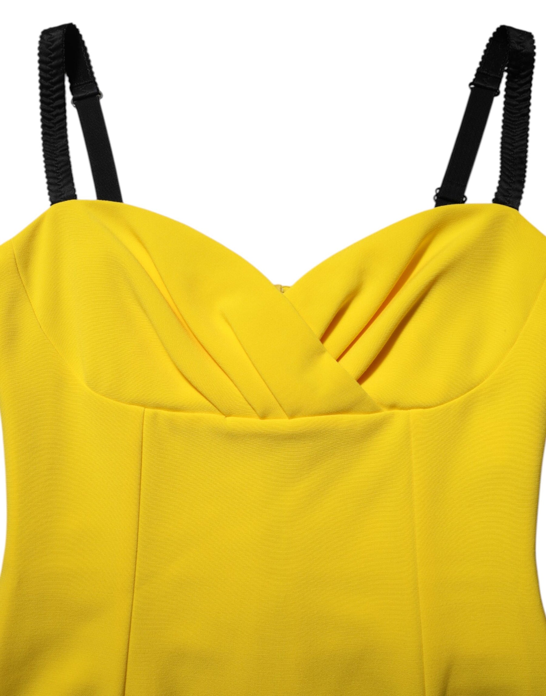 Dolce & Gabbana Yellow Polyester Sleeveless Sheath Midi Dress | Regal Royce