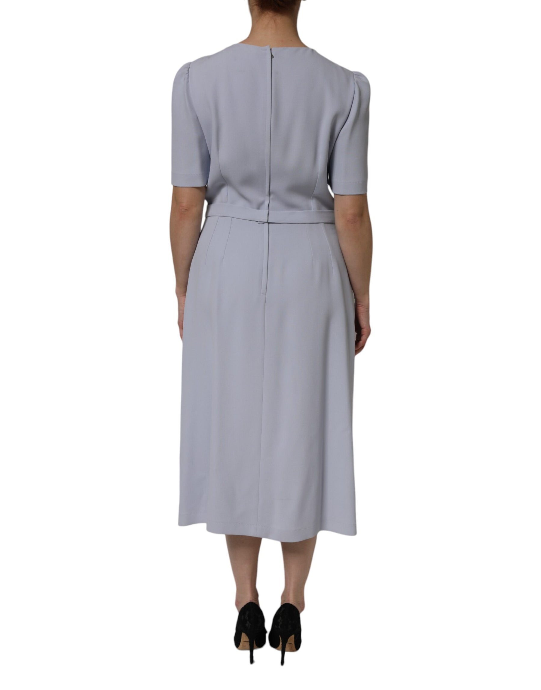 Dolce & Gabbana Gray Viscose ShortSleeve Sheath Midi Dress | Regal Royce