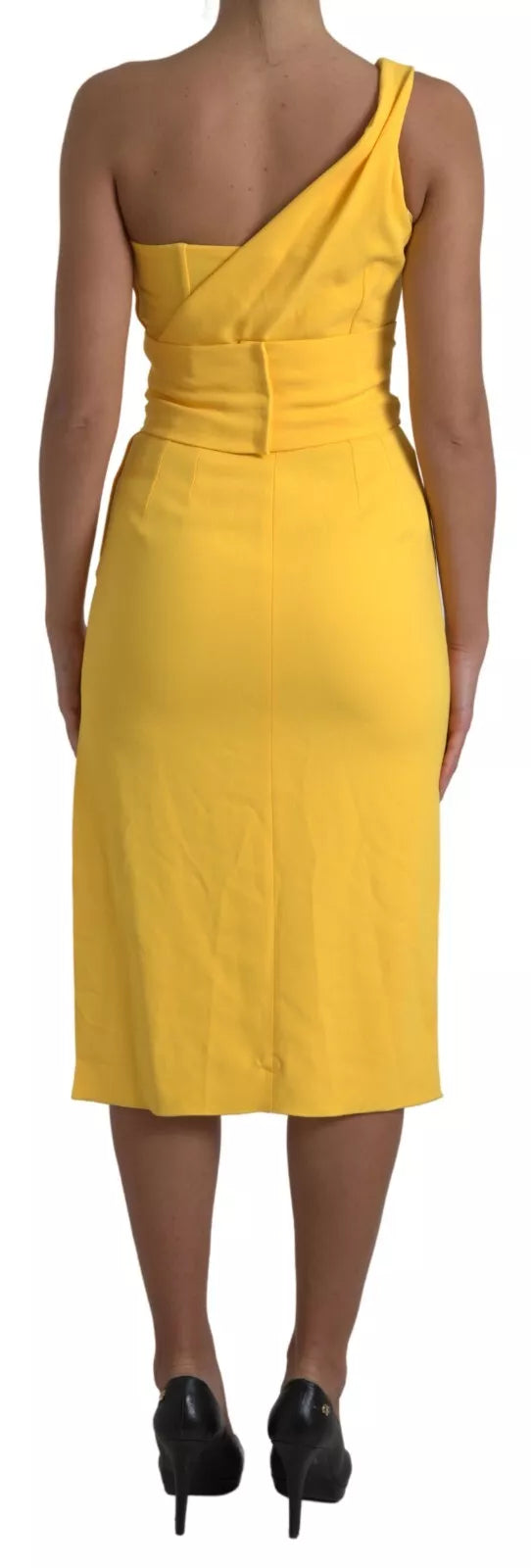 Dolce & Gabbana Yellow One Shoulder Side Slit Sheath Dress | Regal Royce