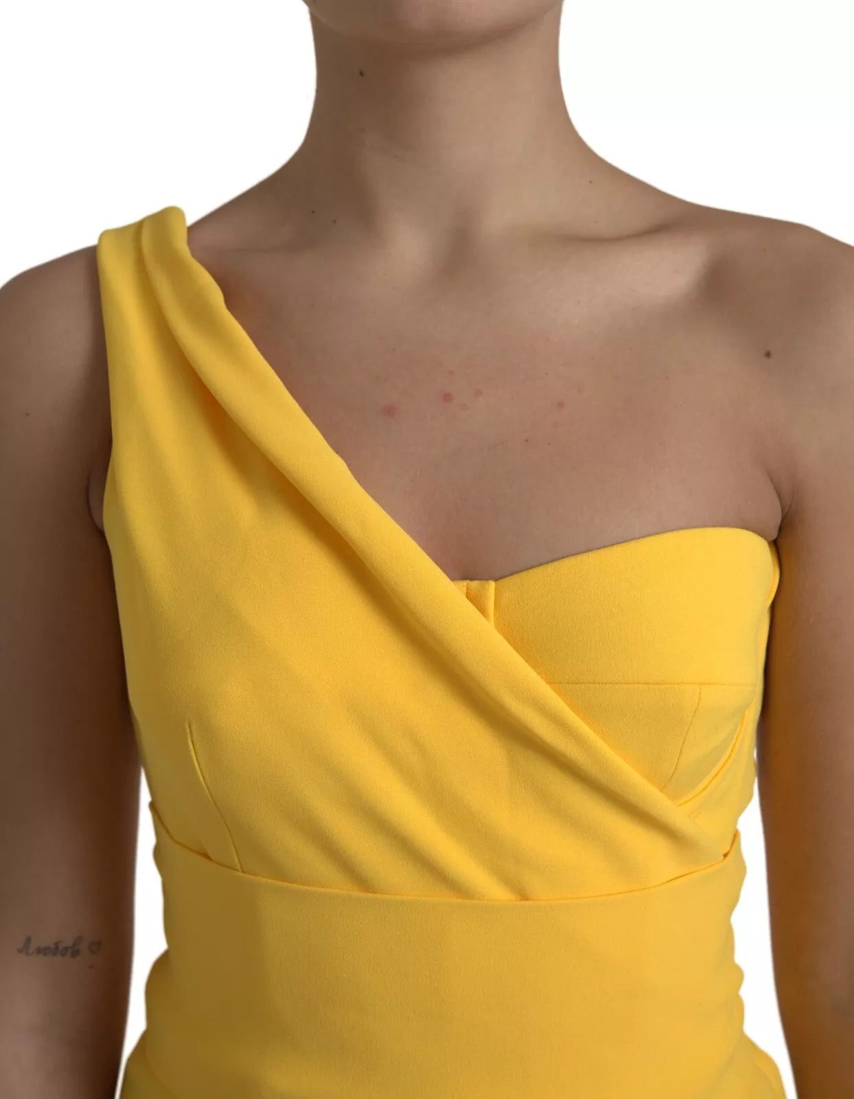 Dolce & Gabbana Yellow One Shoulder Side Slit Sheath Dress | Regal Royce