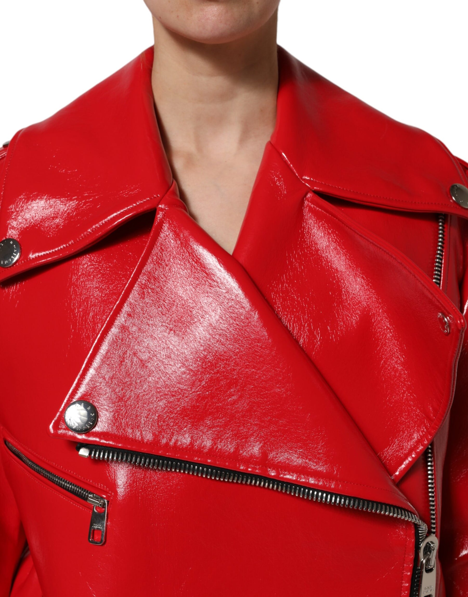 Dolce & Gabbana Red Lambskin Full Zipper Jacket | Regal Royce