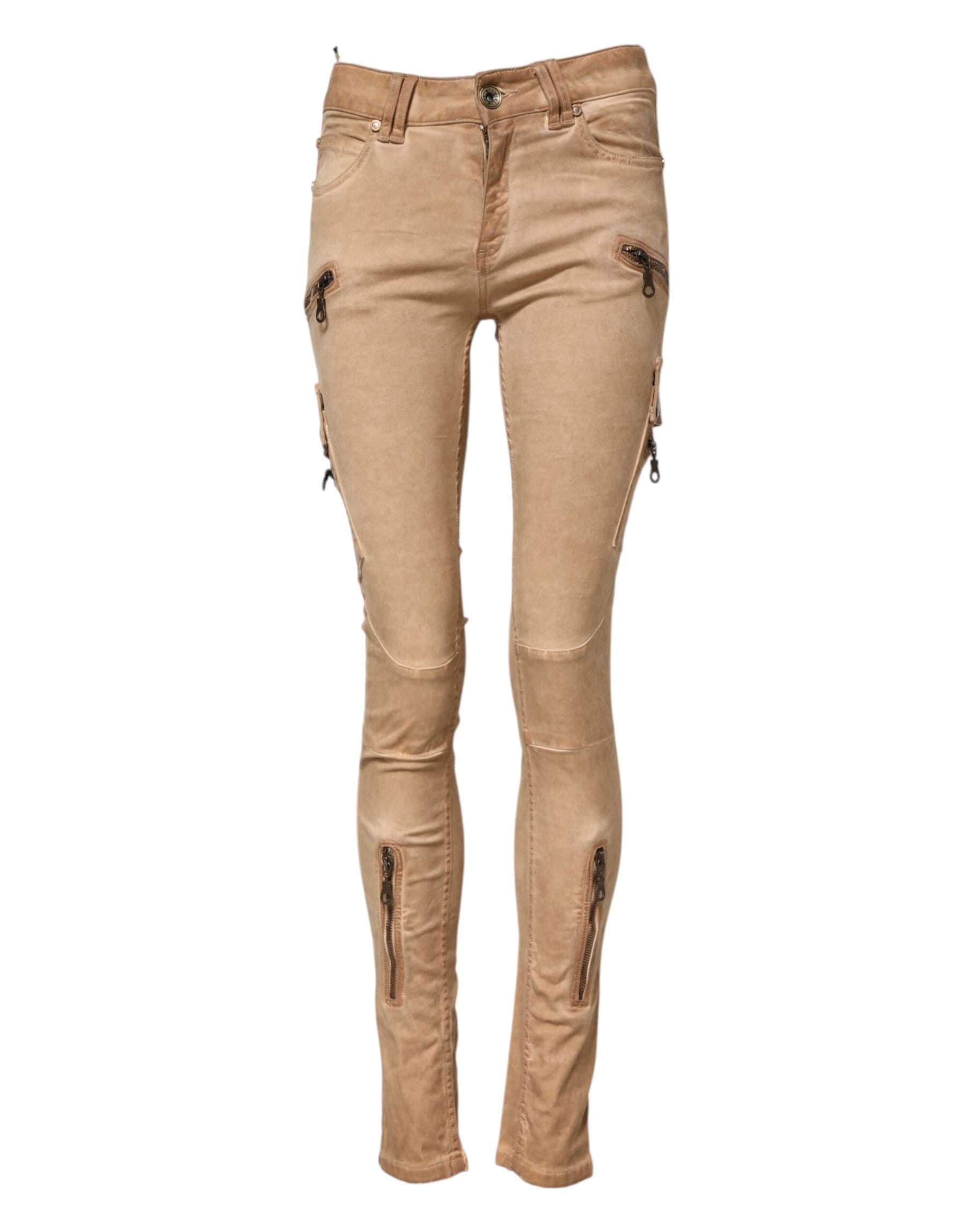 PLEIN SUD Brown Cotton Mid Waist Skinny Denim Jeans | Regal Royce