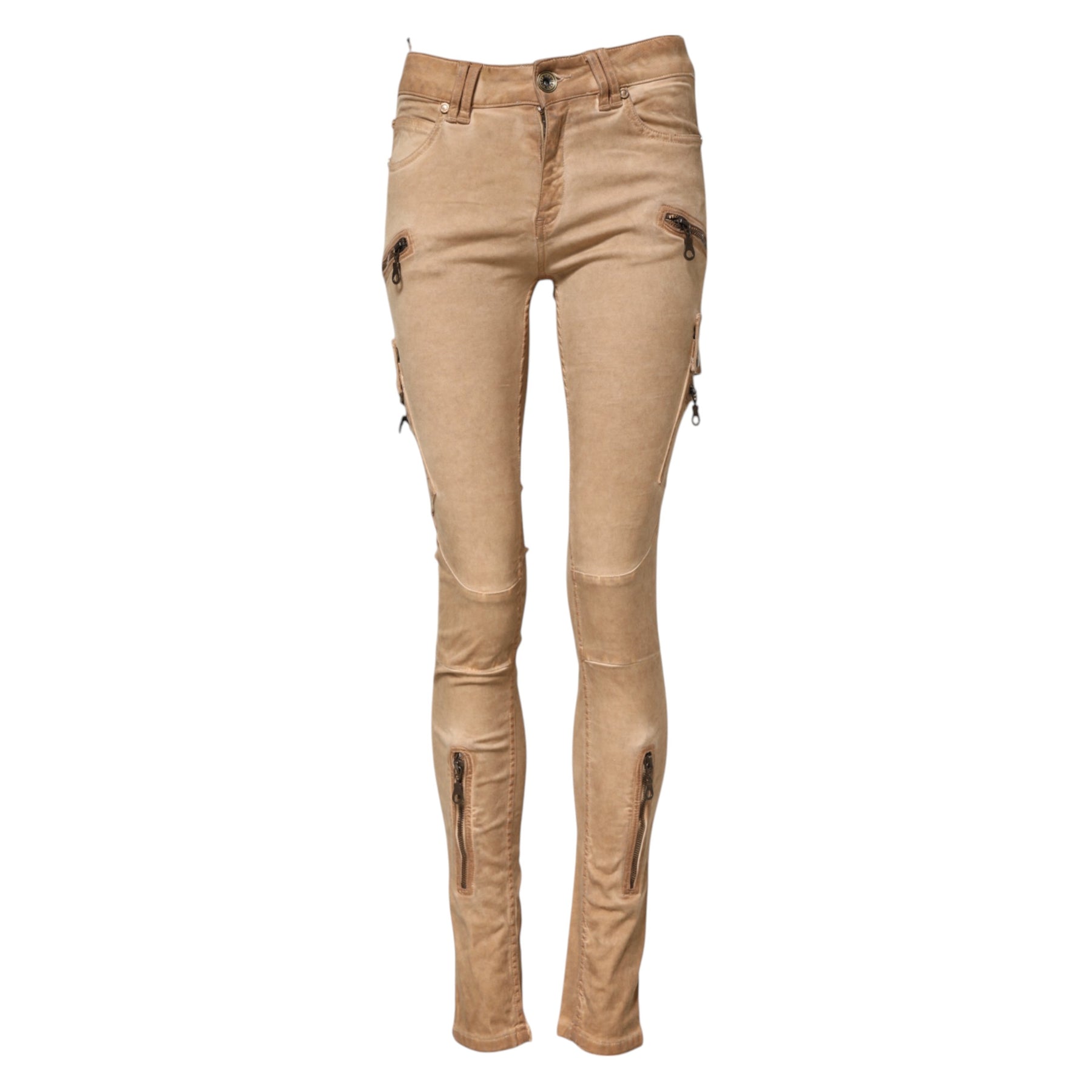 PLEIN SUD Brown Cotton Mid Waist Skinny Denim Jeans | Regal Royce